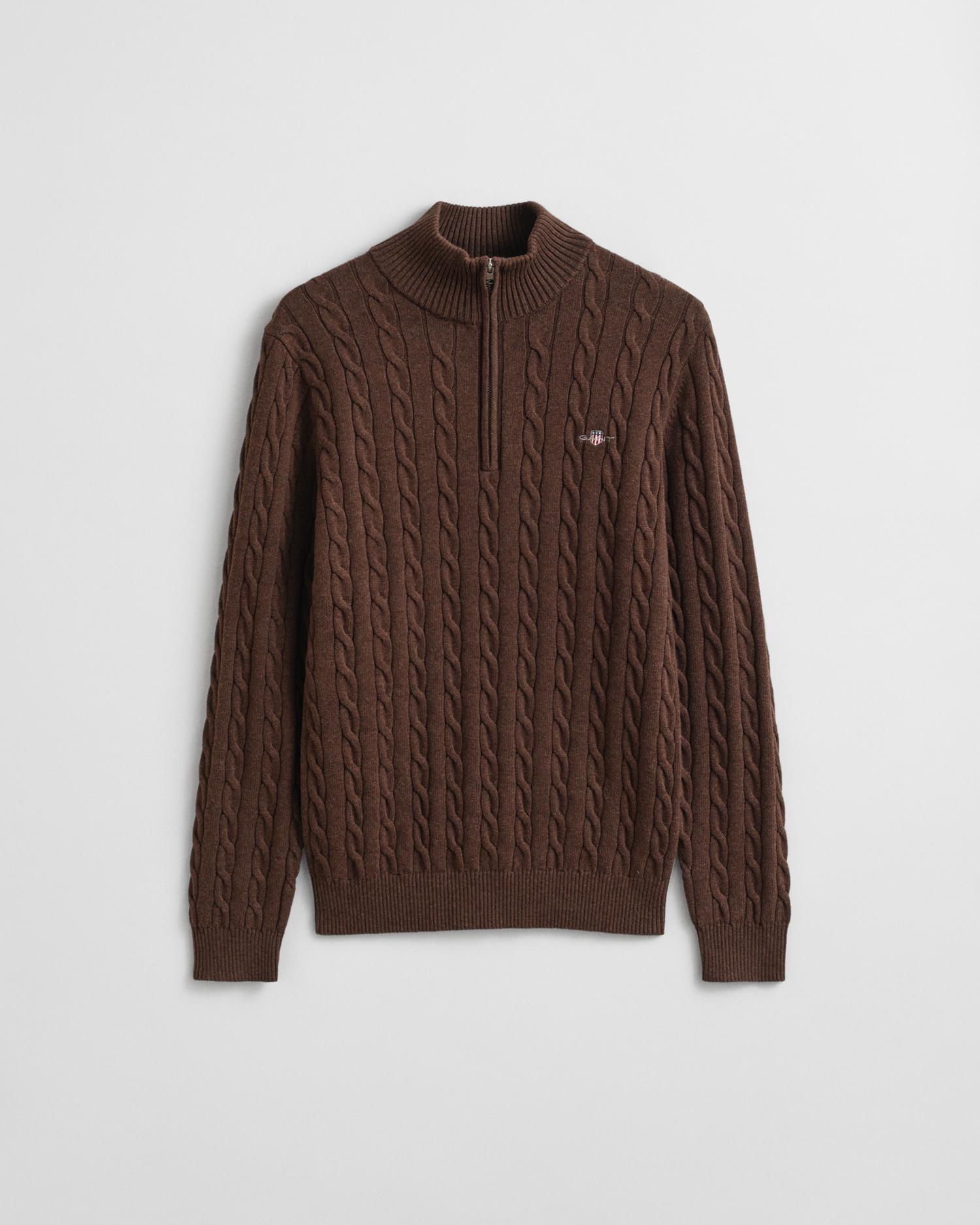 Camisola de Malha com Fecho Zip Castanho-2