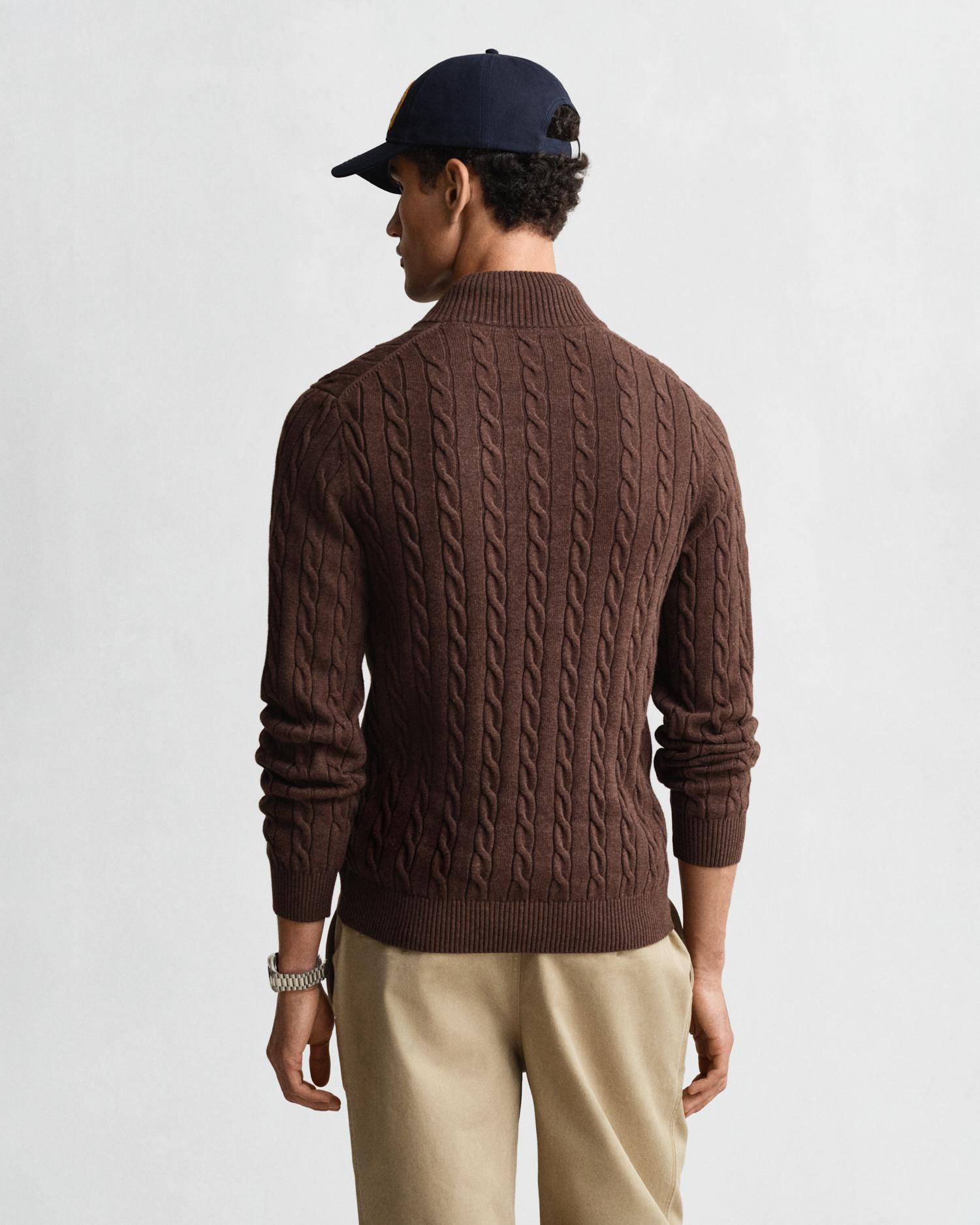 Camisola de Malha com Fecho Zip Castanho-3