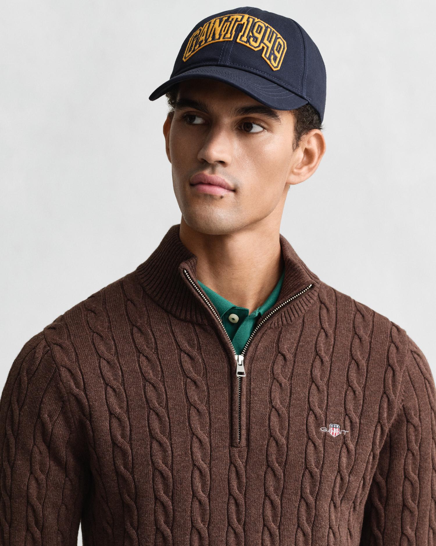 Camisola de Malha com Fecho Zip Castanho-4