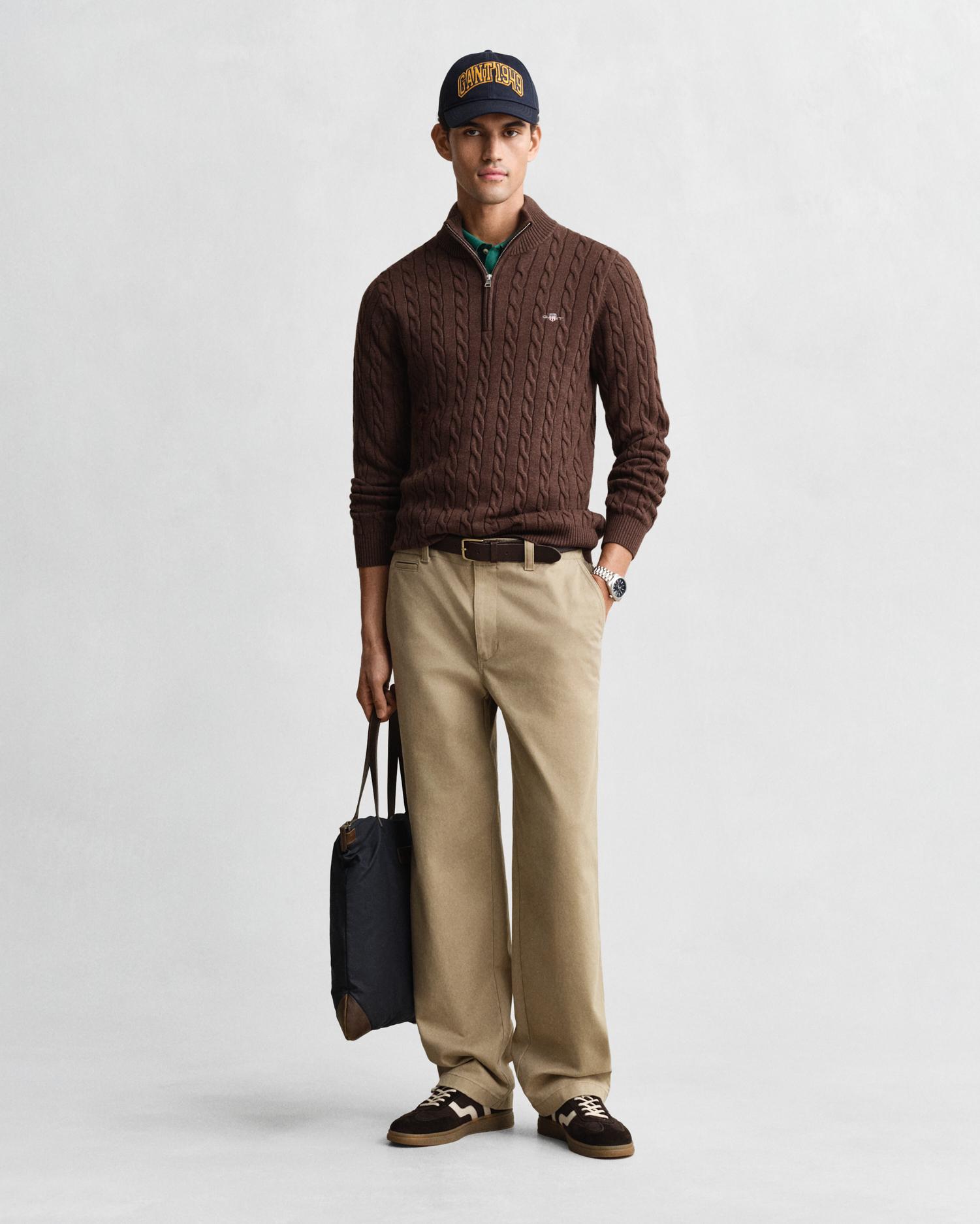 Camisola de Malha com Fecho Zip Castanho-5
