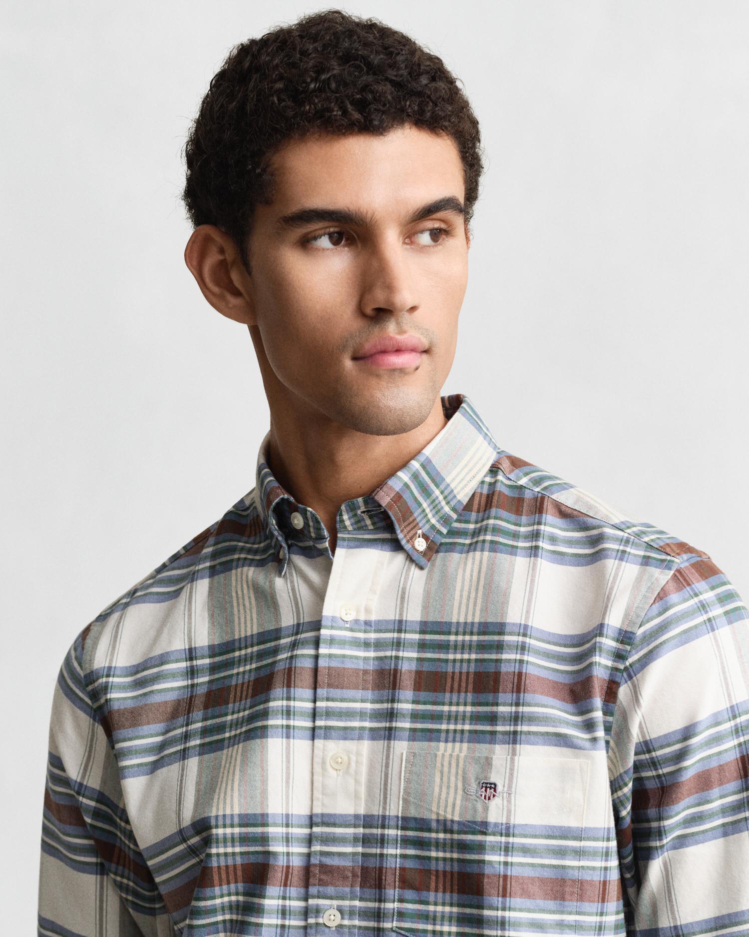 Camisa Oxford Aos Quadrados Regular Fit Verde-3