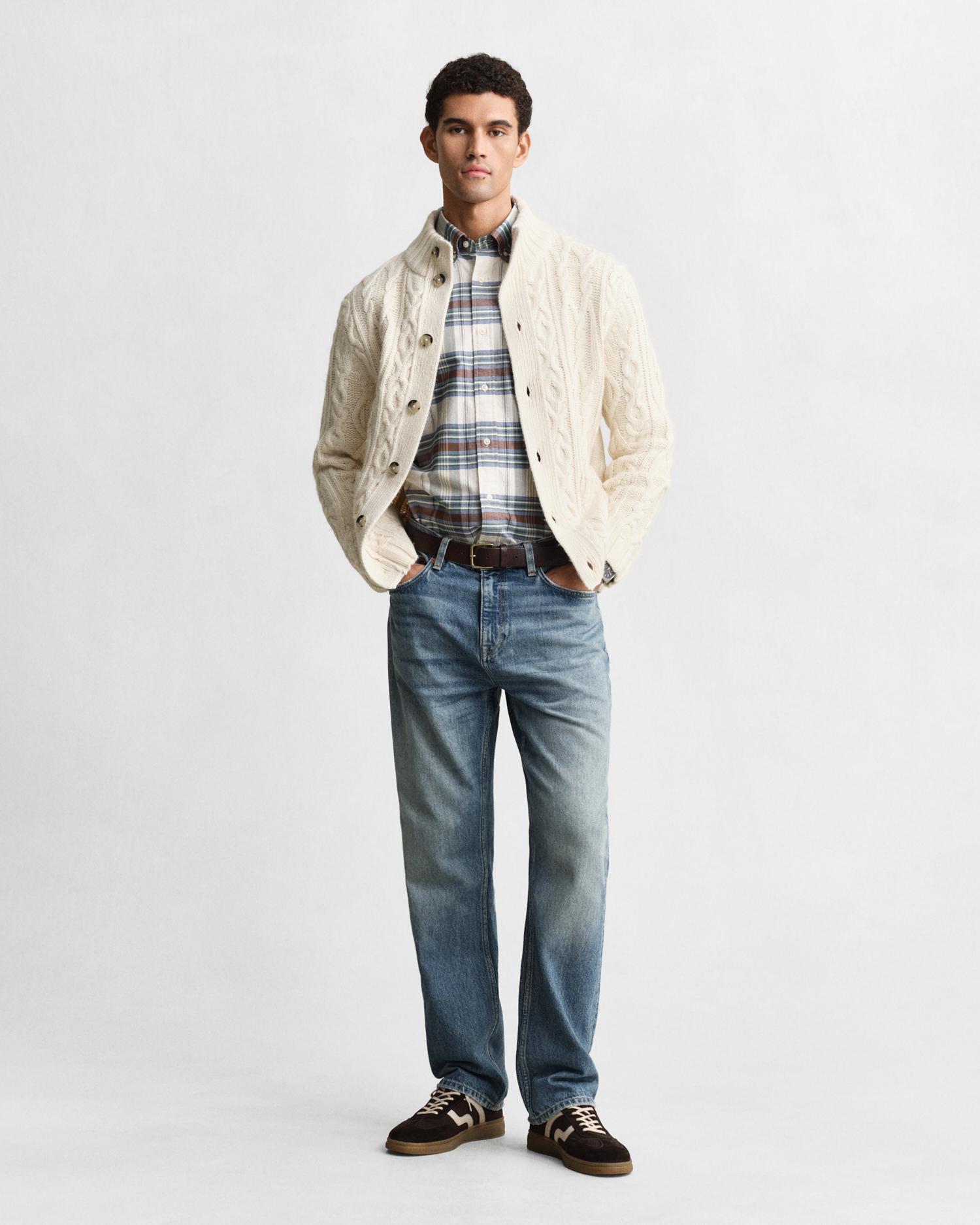 Camisa Oxford Aos Quadrados Regular Fit Verde-4