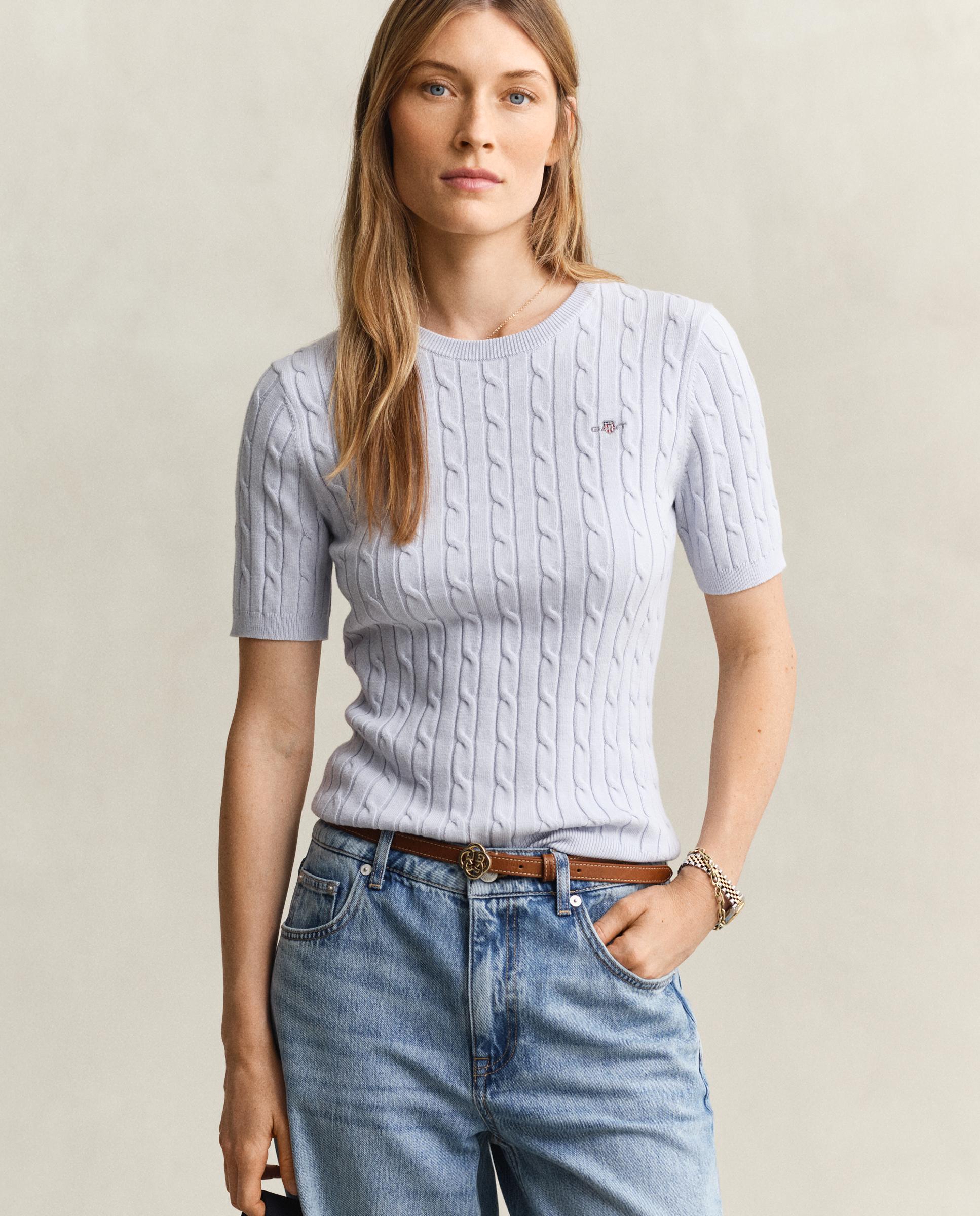 Camisola de Malha de Oitos e Manga Curta Azul-1