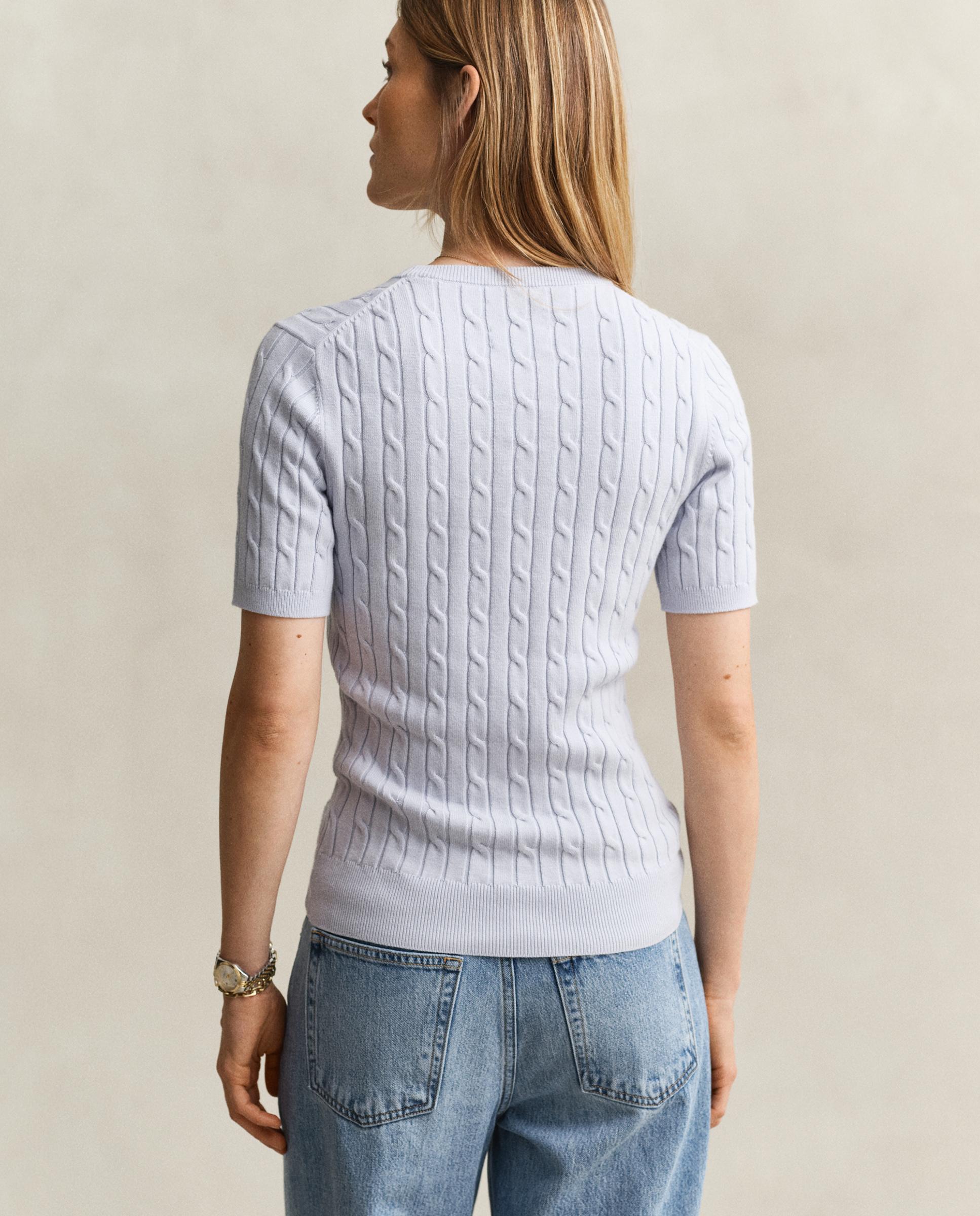 Camisola de Malha de Oitos e Manga Curta Azul-2