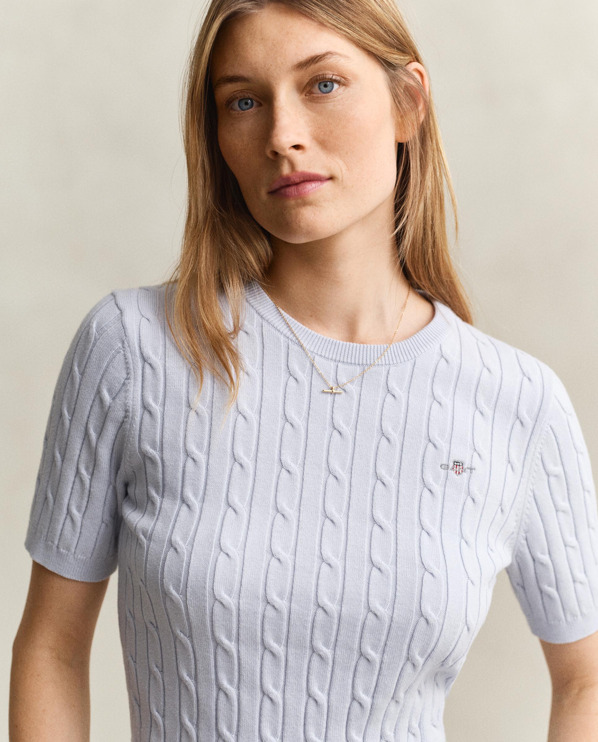 Camisola de Malha de Oitos e Manga Curta Azul-3