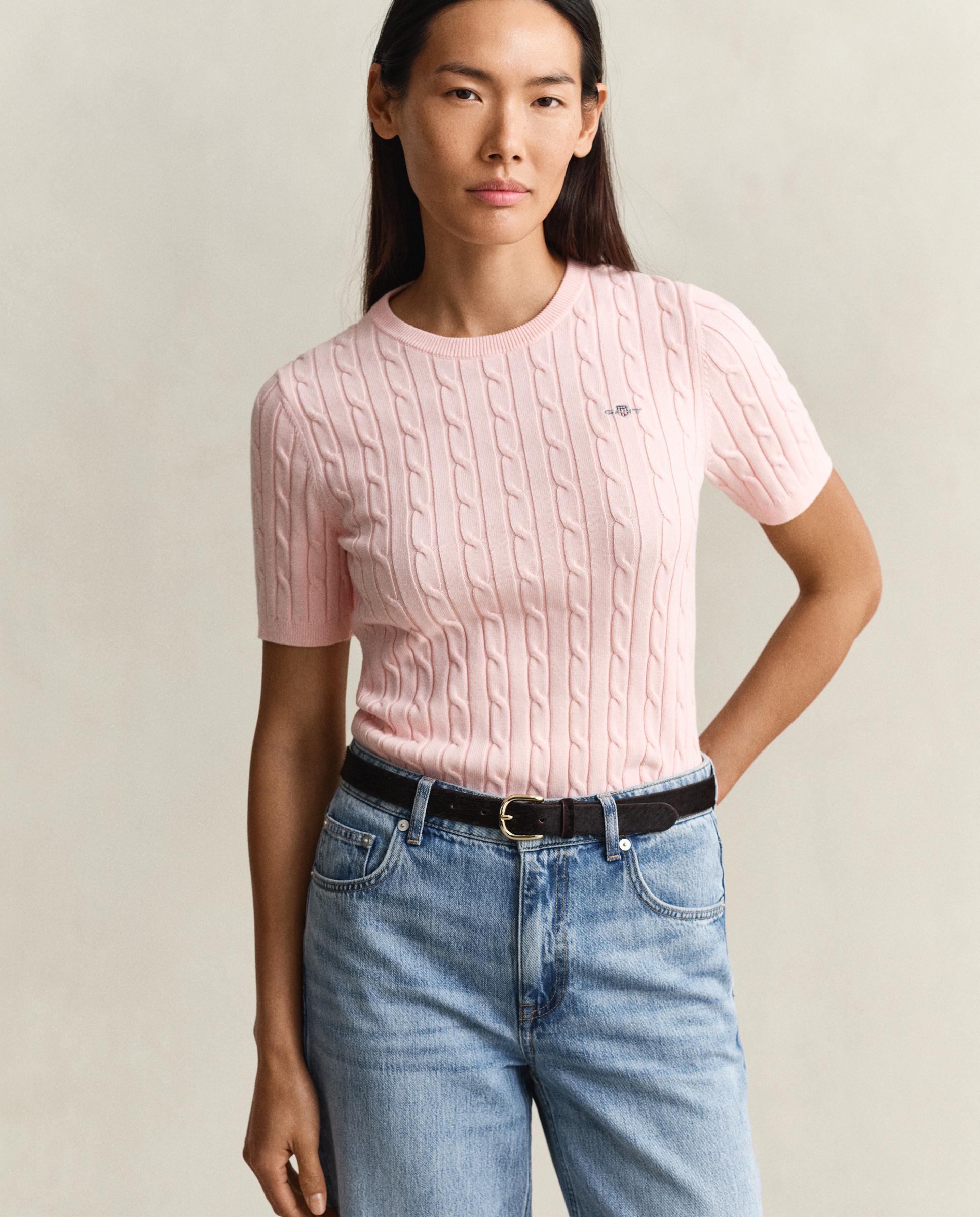 Camisola de Malha de Oitos e Manga Curta Rosa-1