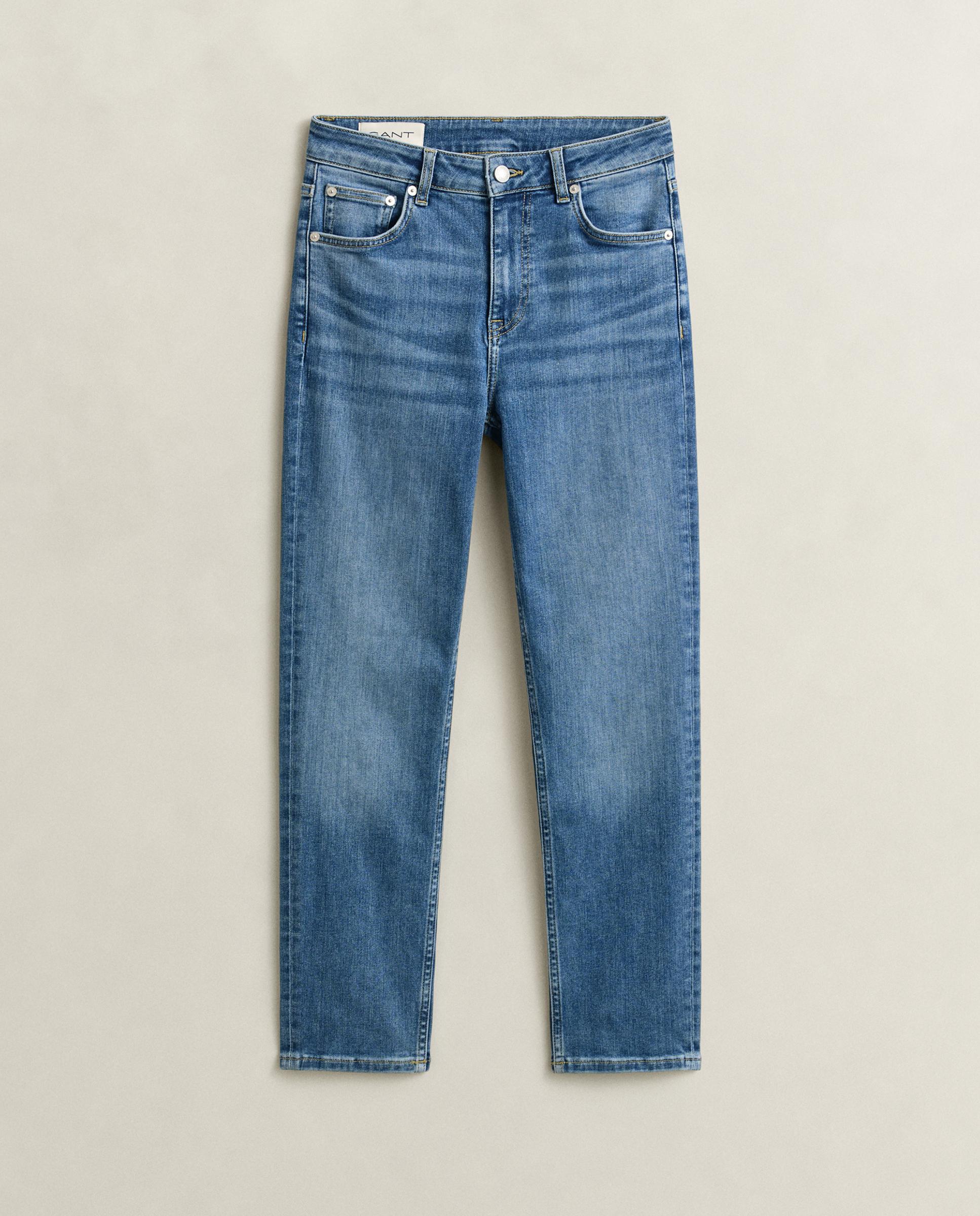 Jeans Pelo Tornozelo Slim Fit Azul-2