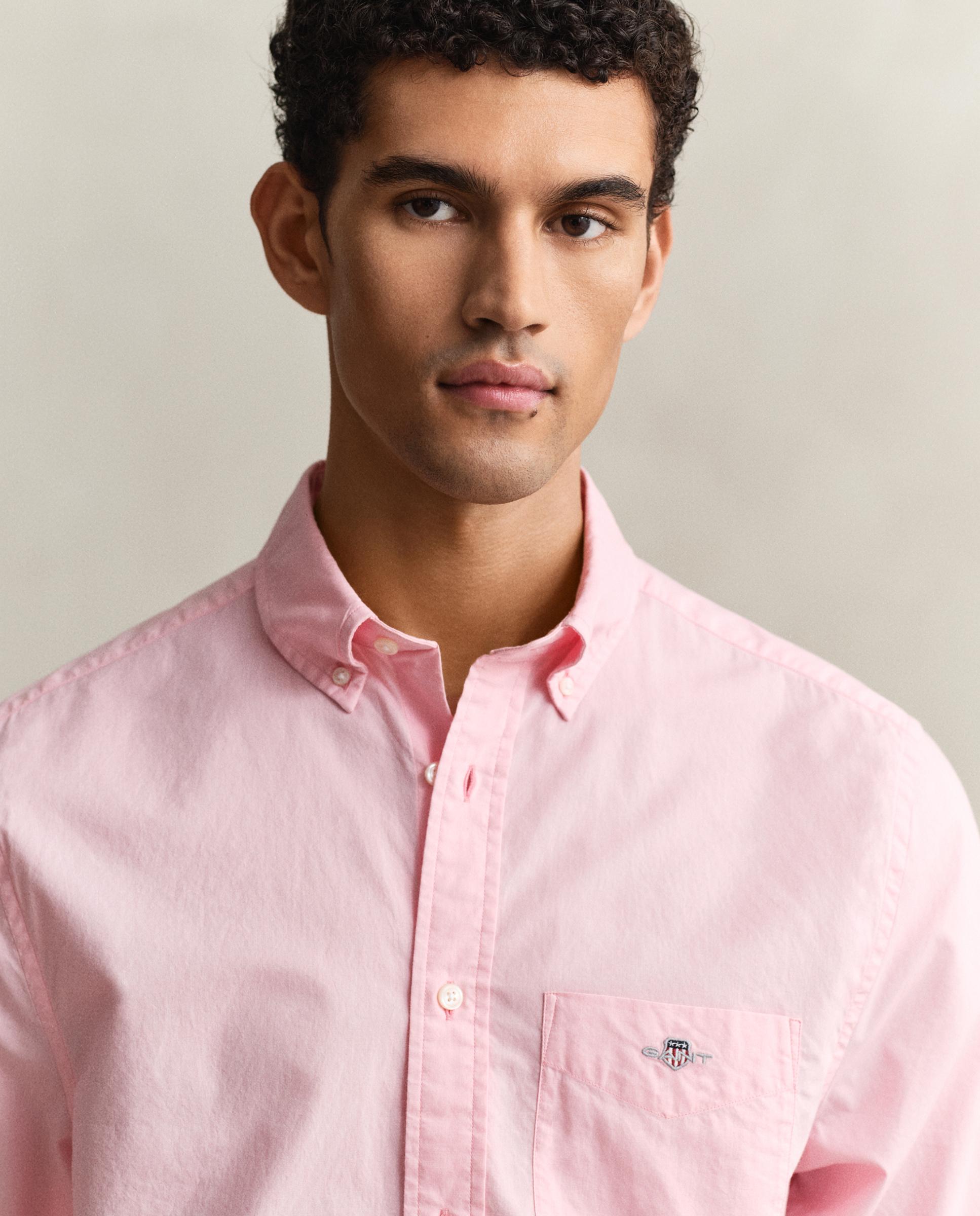 Camisa Regular Fit Clássica de Popelina Rosa-claro-3