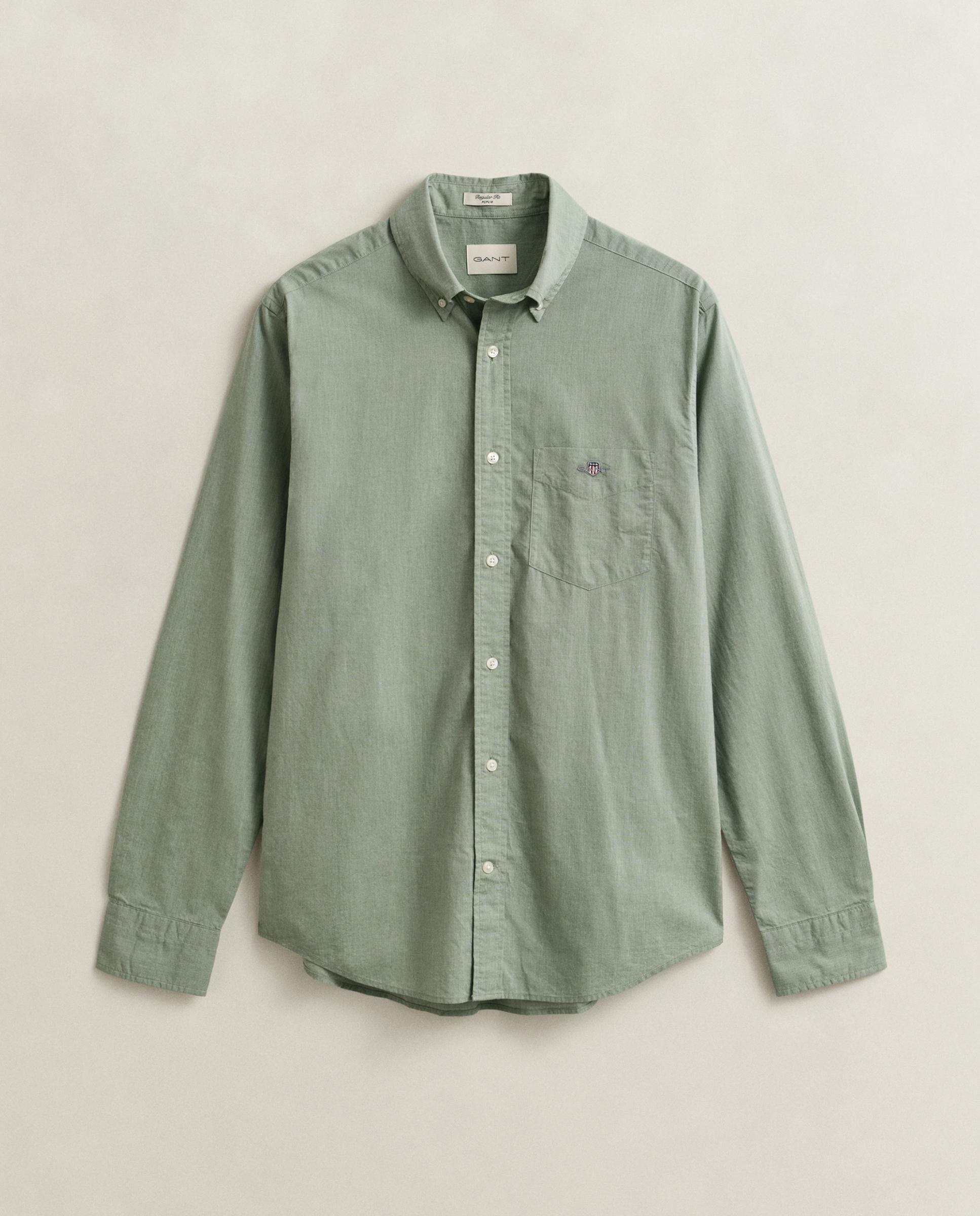 Camisa Regular Fit Clássica de Popelina Verde-claro-4