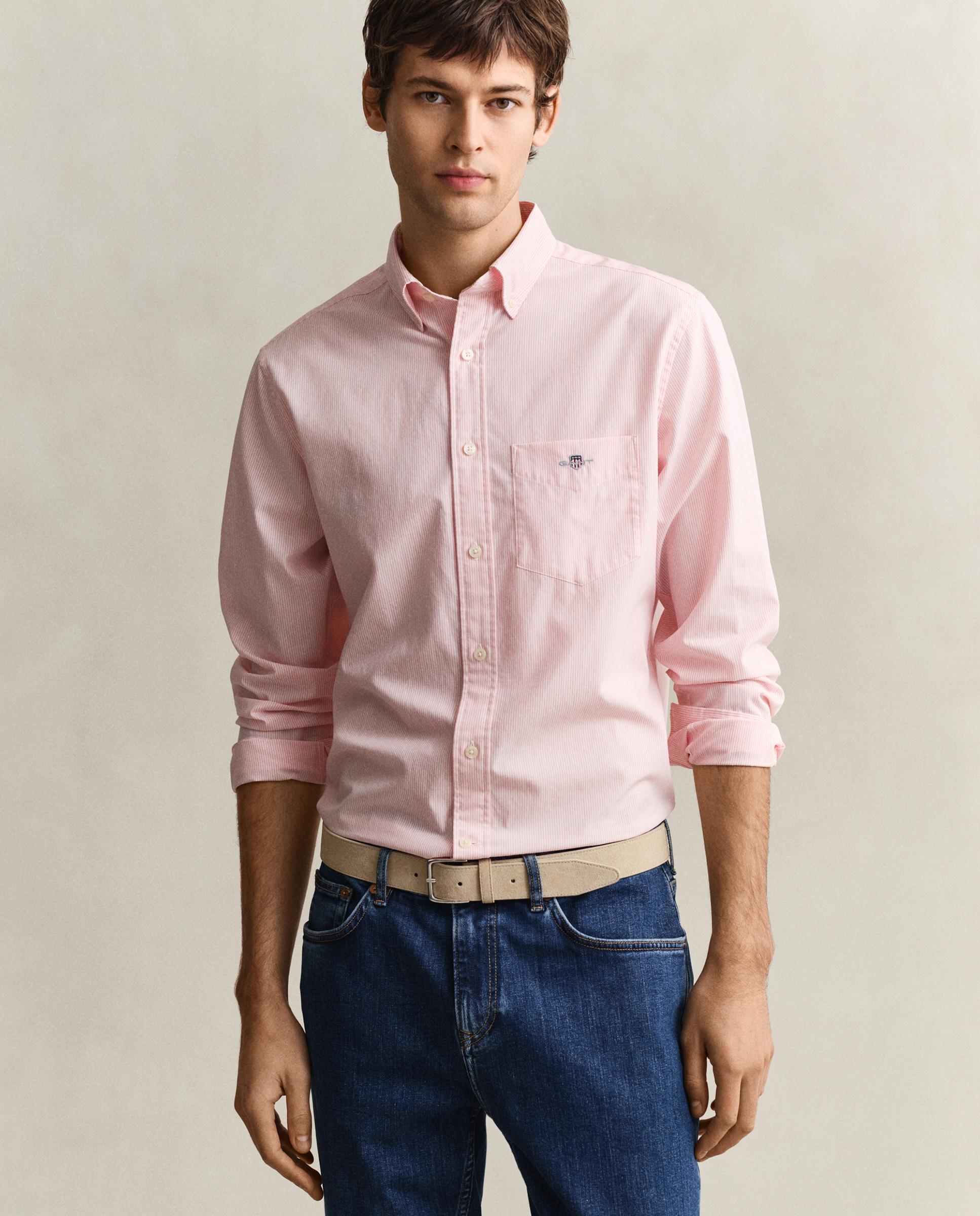 Imagem 0 de Camisa Clássica de Popelina Às Riscas Finas