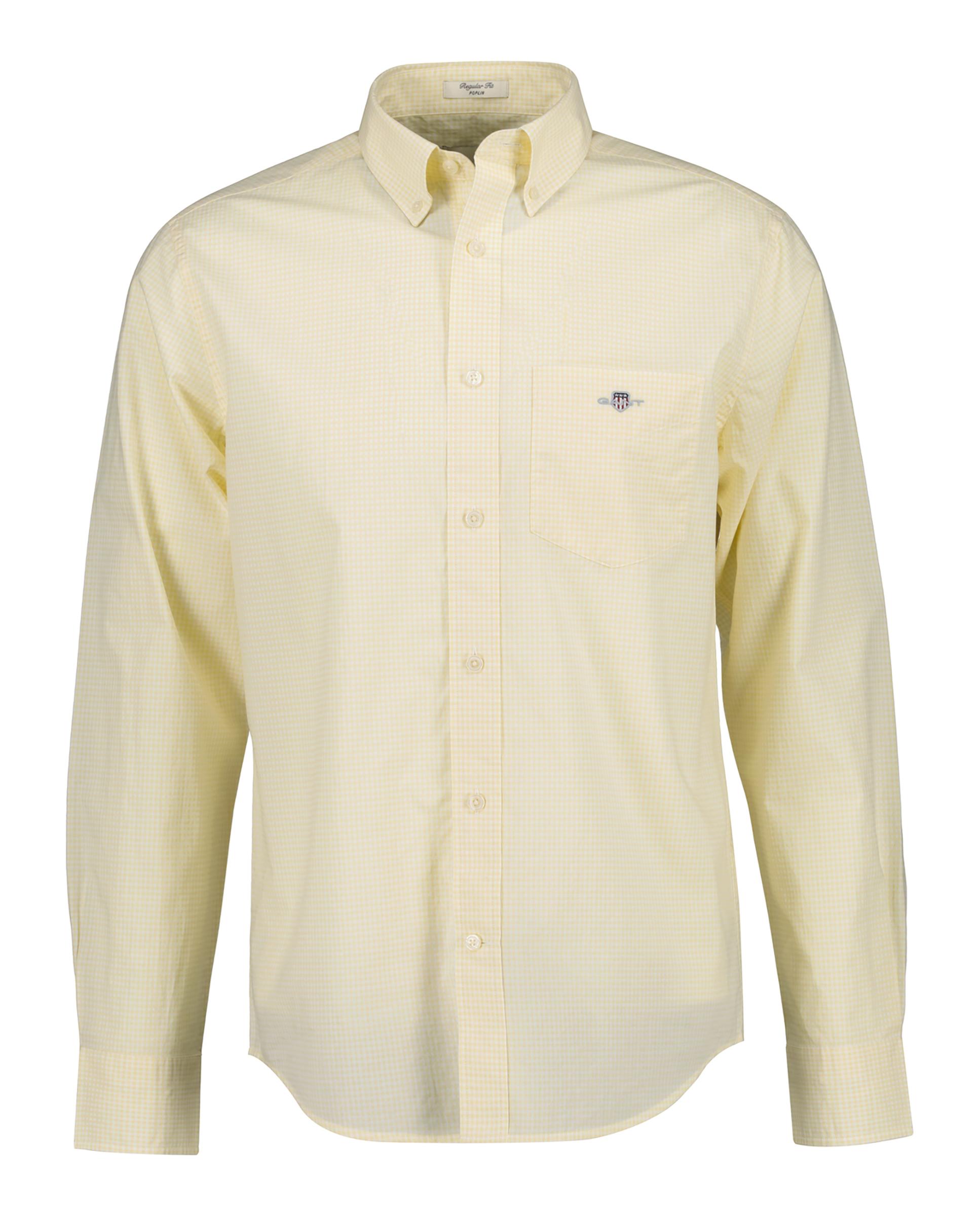 Camisa Clássica de Popelina Aos Quadrados Vichy Amarelo-limão-1