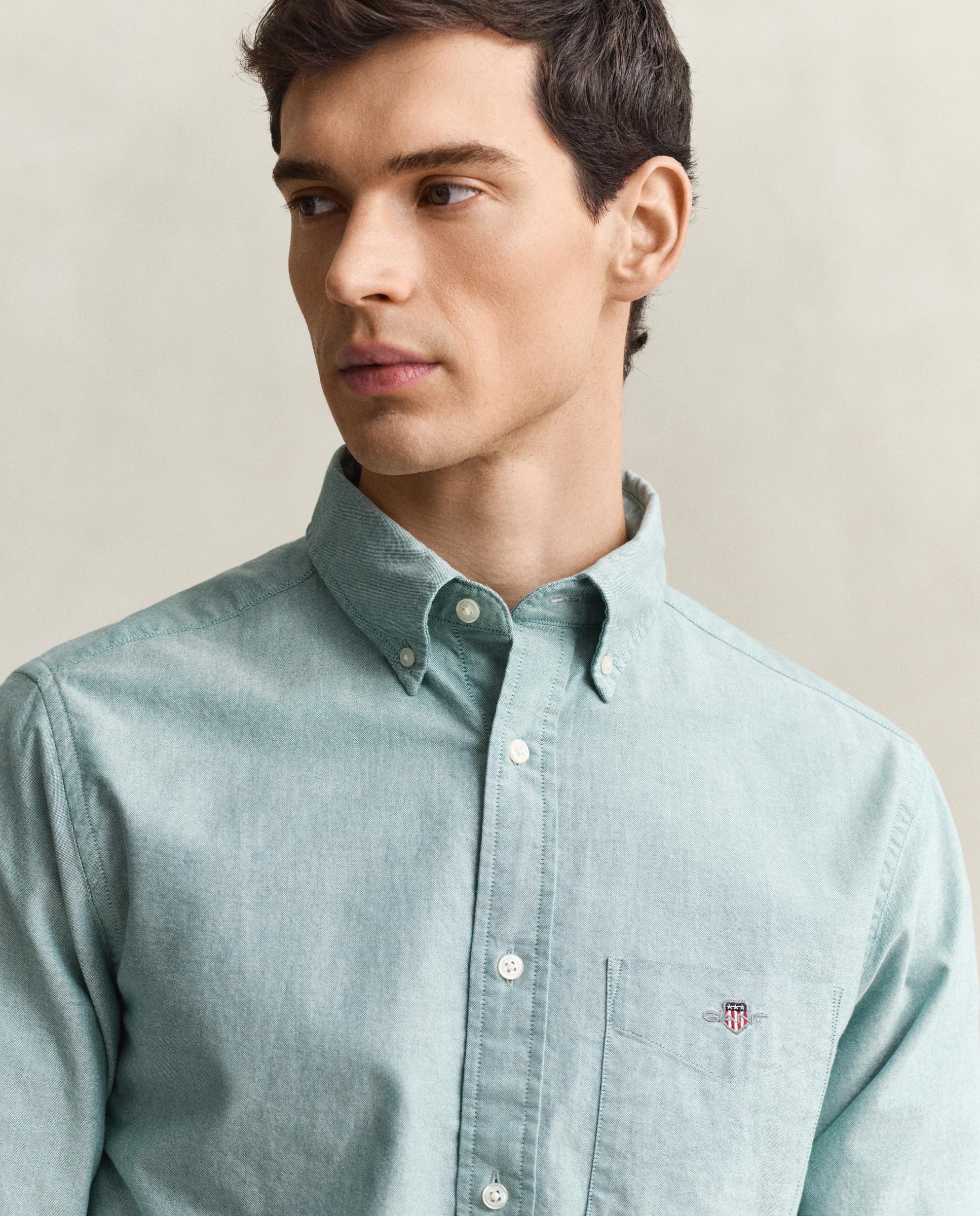 Camisa Oxford Clássica Regular Fit Verde Água-3