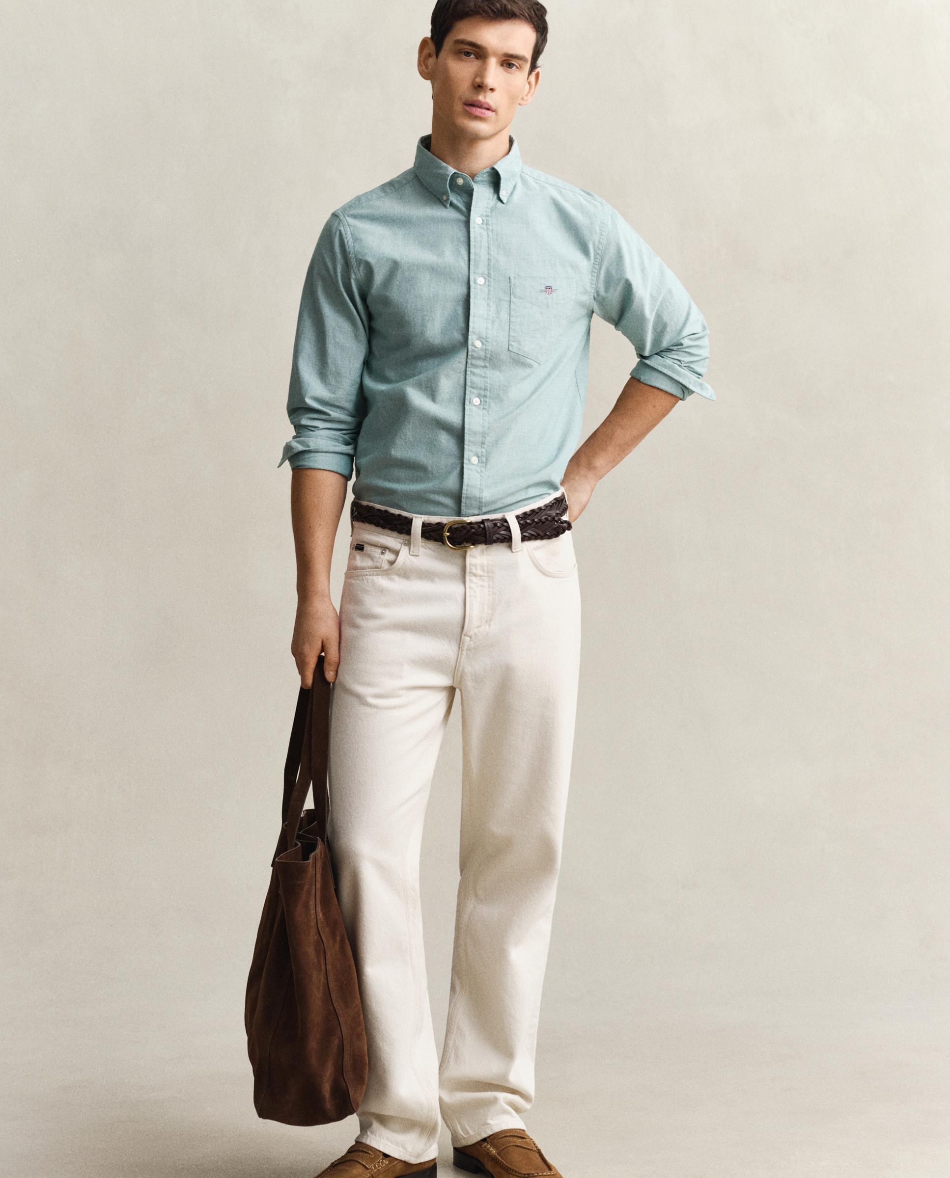 Camisa Oxford Clássica Regular Fit Verde Água-4