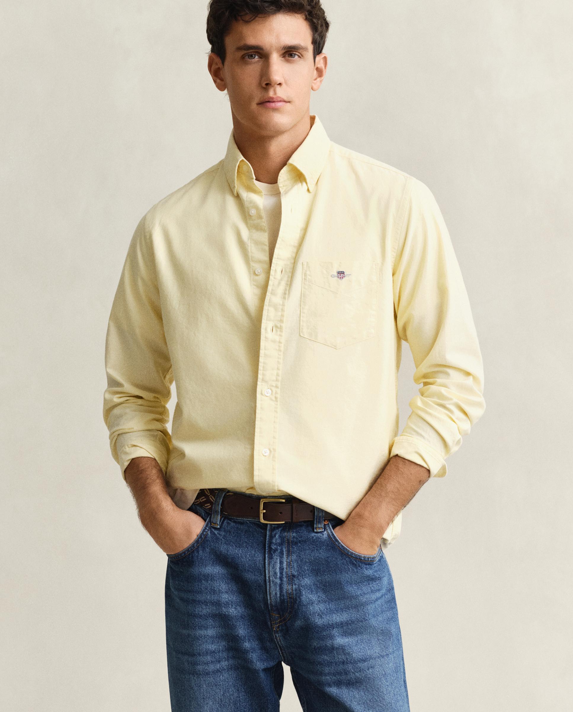 Camisa Oxford Clássica Regular Fit Amarelo-1