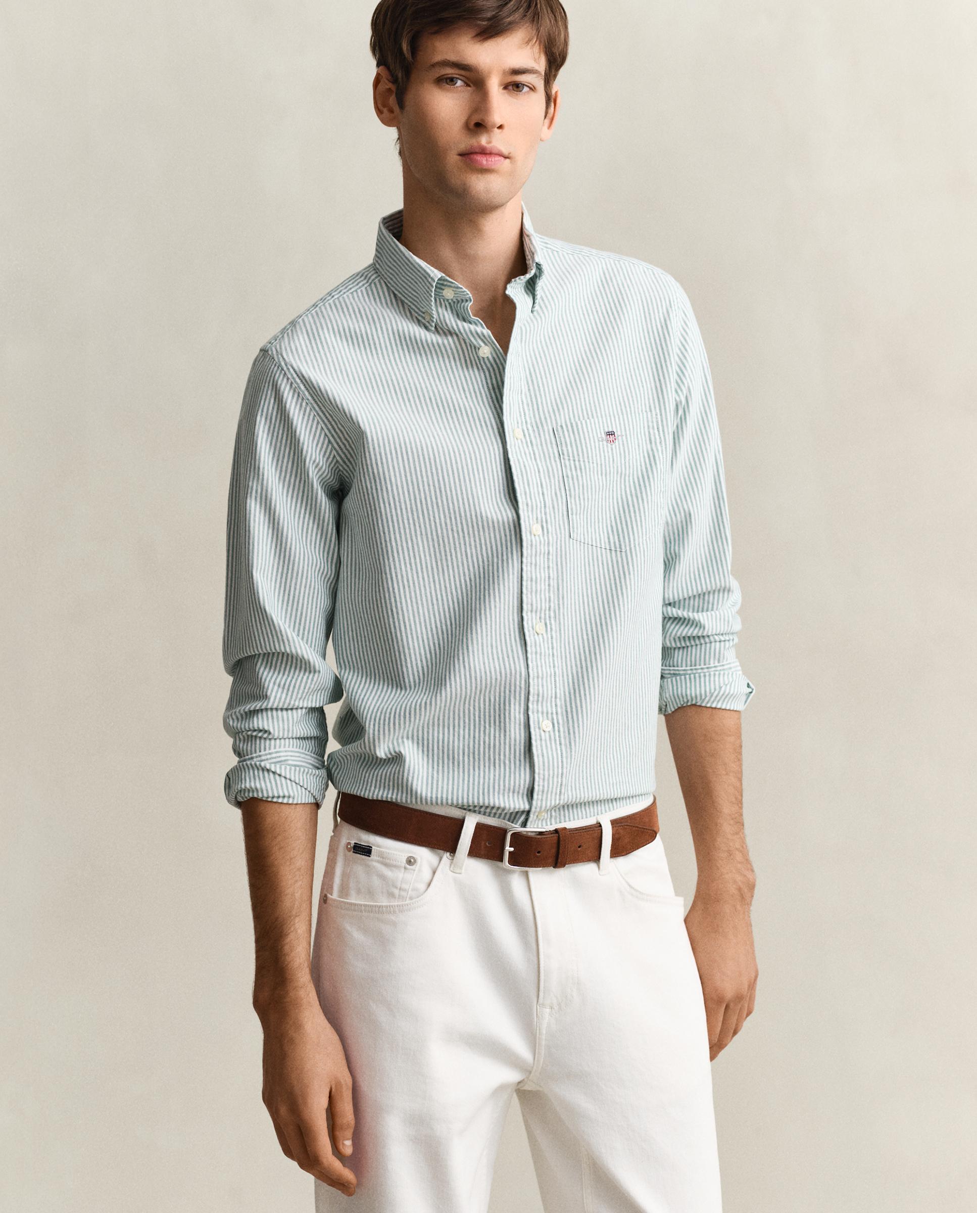 Imagem 0 de Camisa Oxford Clássica Às Riscas Finas