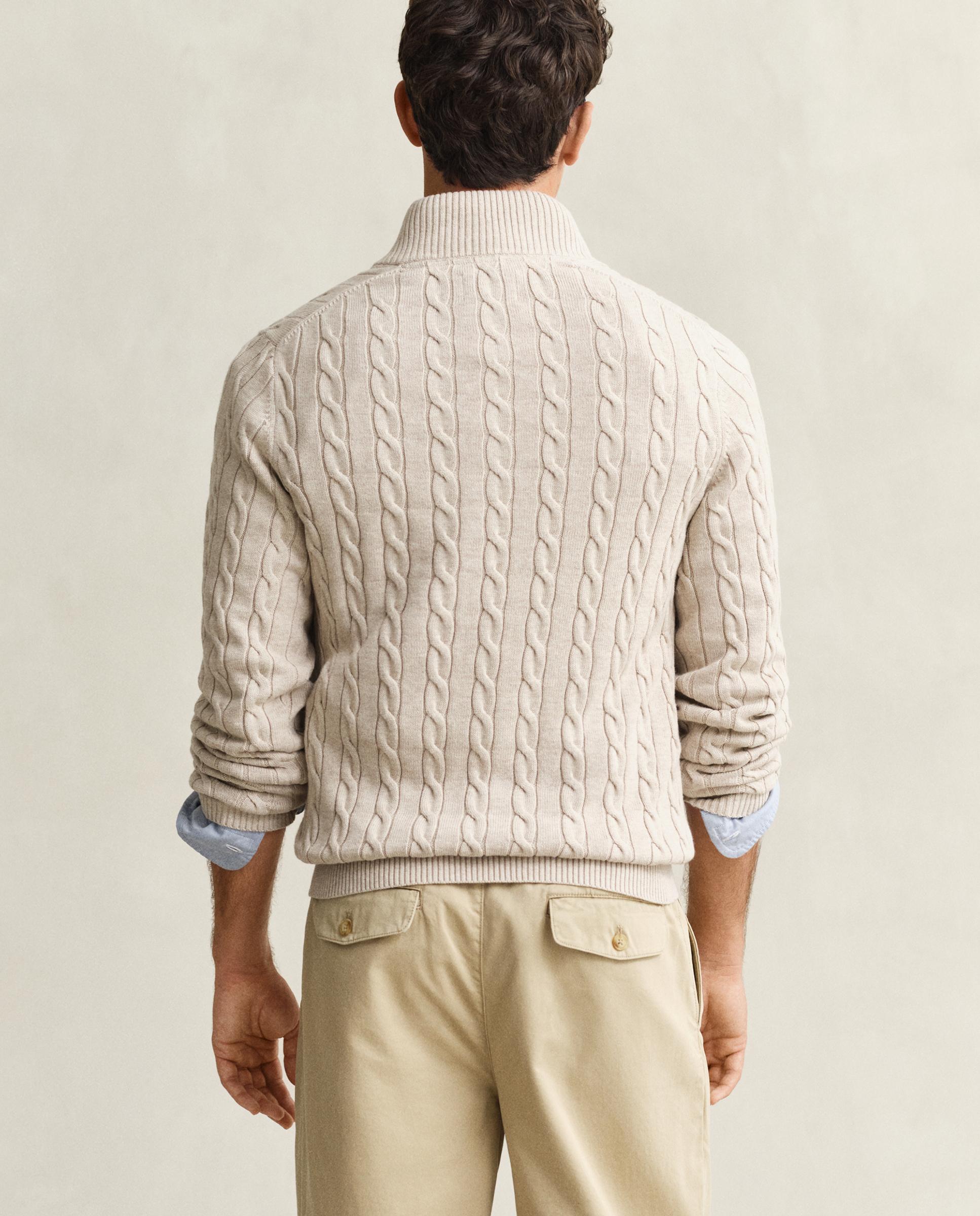 Camisola de Malha de Oitos com Meia Fecho Zip em Algodão Bege-2