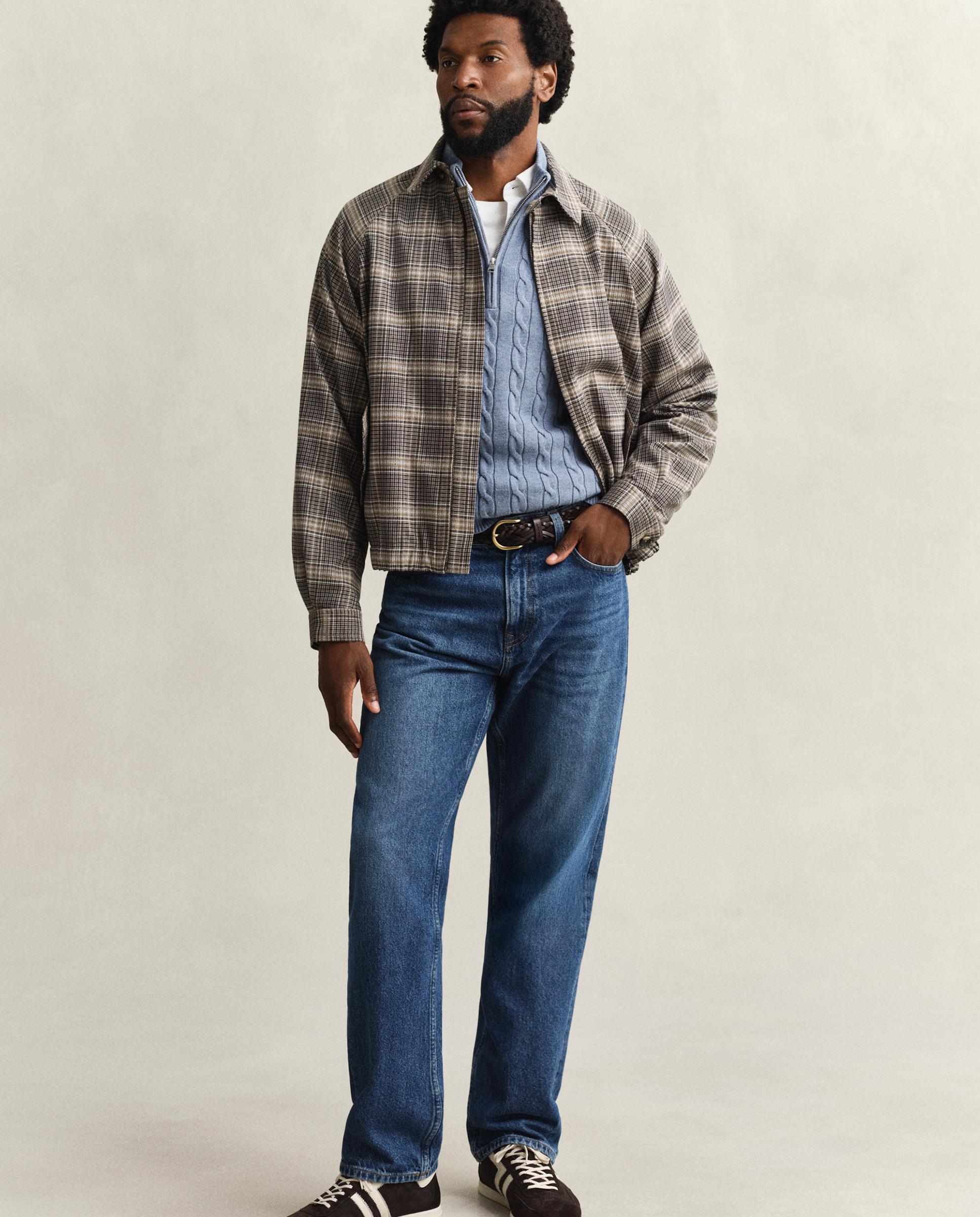 Camisola de Malha de Oitos com Meia Fecho Zip em Algodão Azul-celeste-4