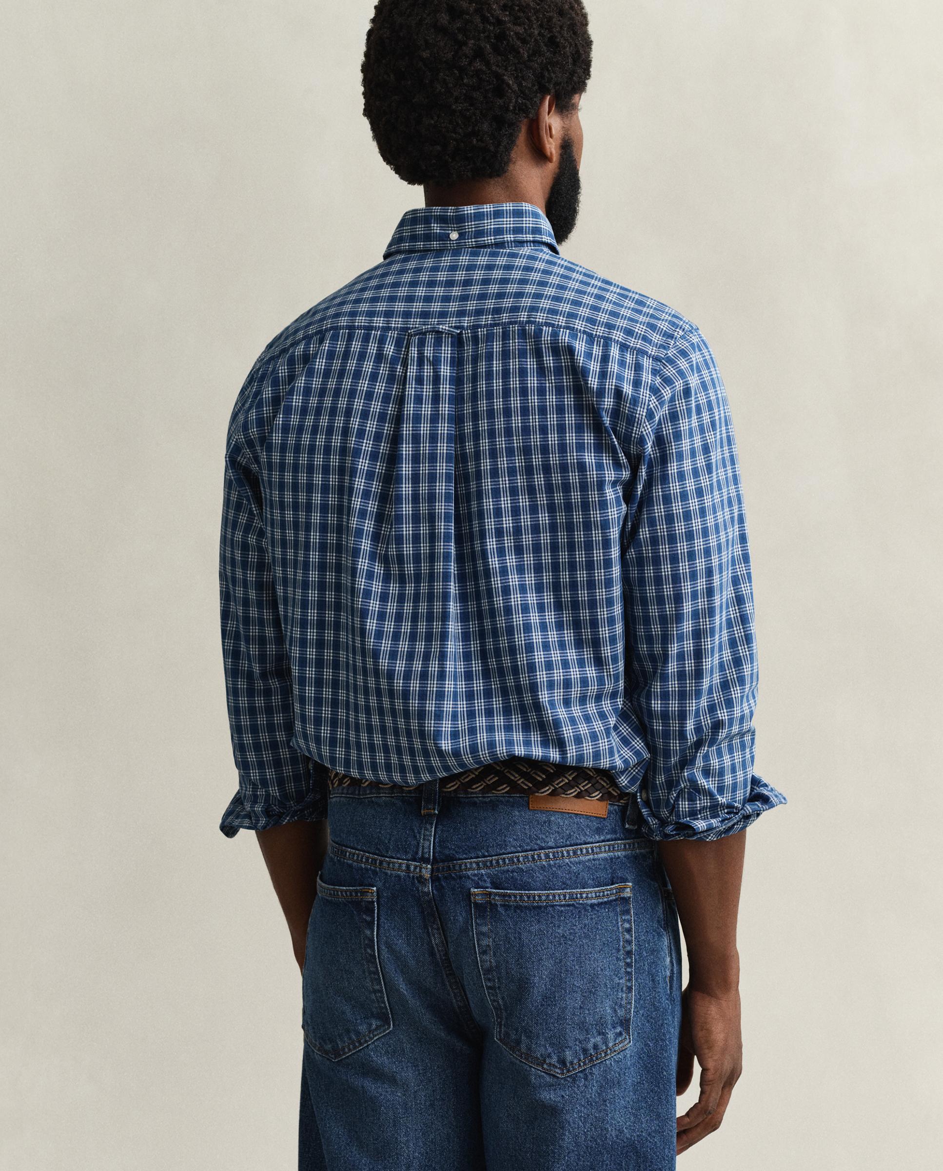 Camisa Aos Quadrados em Anil Azul-índigo-2