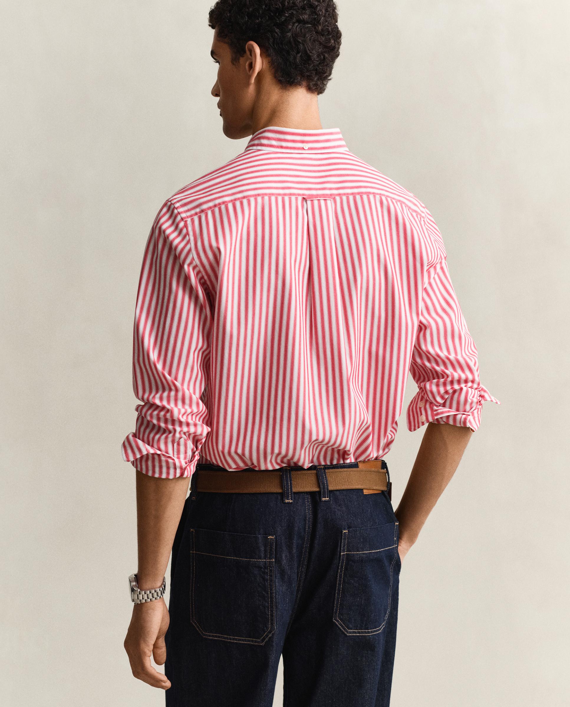 Camisa Clássica de Popelina Às Riscas Rosa-2