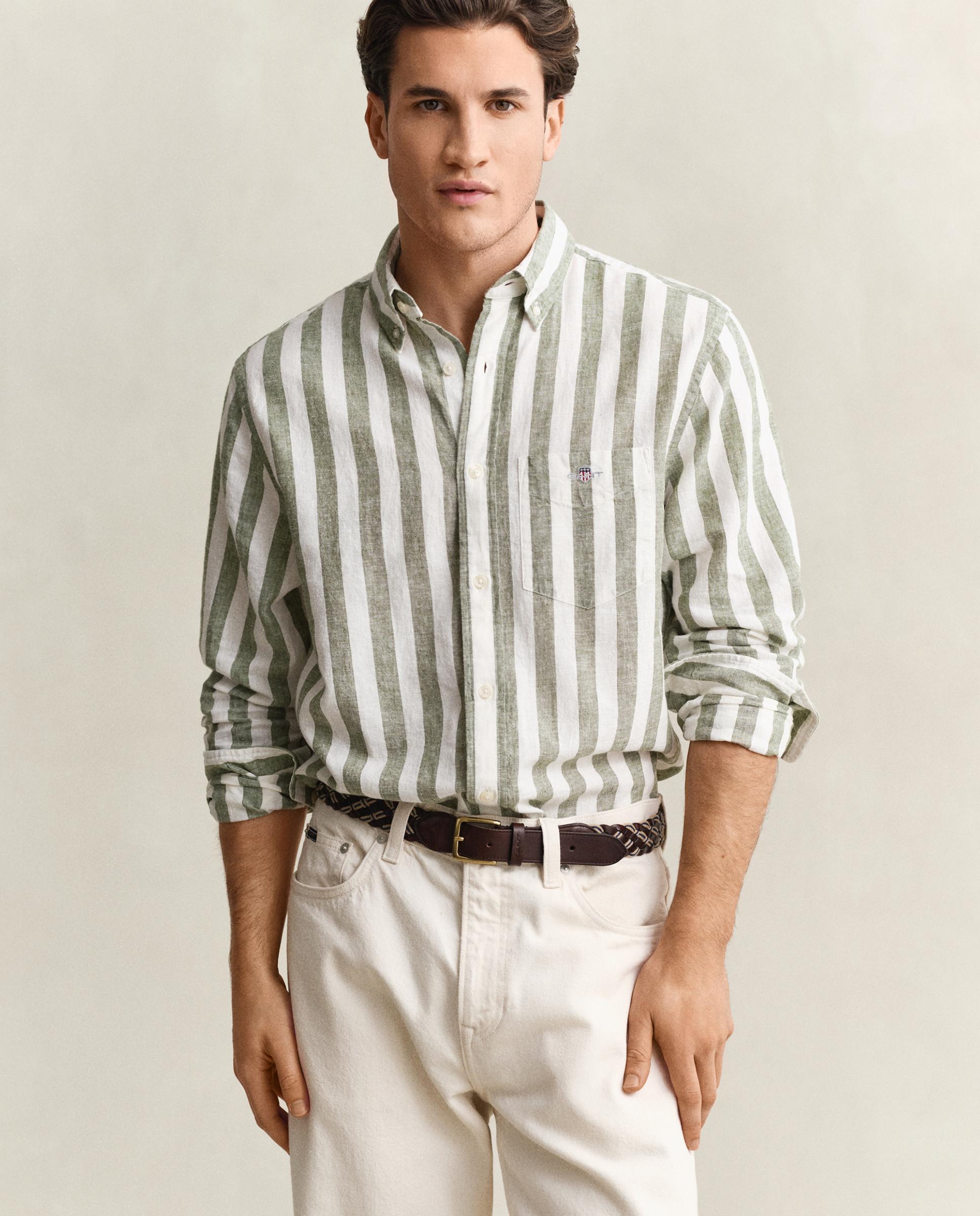Imagem 0 de Camisa de Mistura de Linho Às Riscas