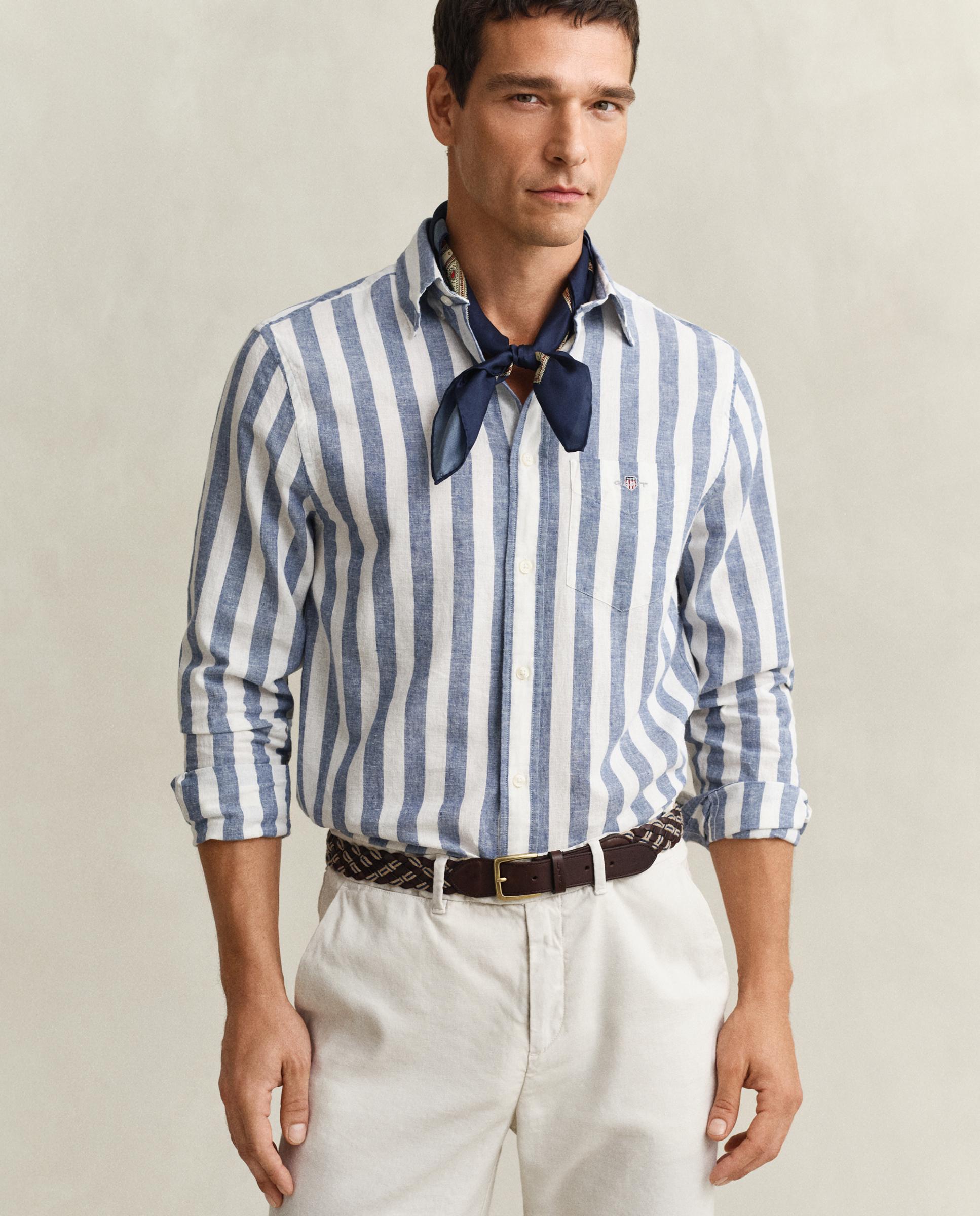 Imagem 0 de Camisa de Mistura de Linho Às Riscas