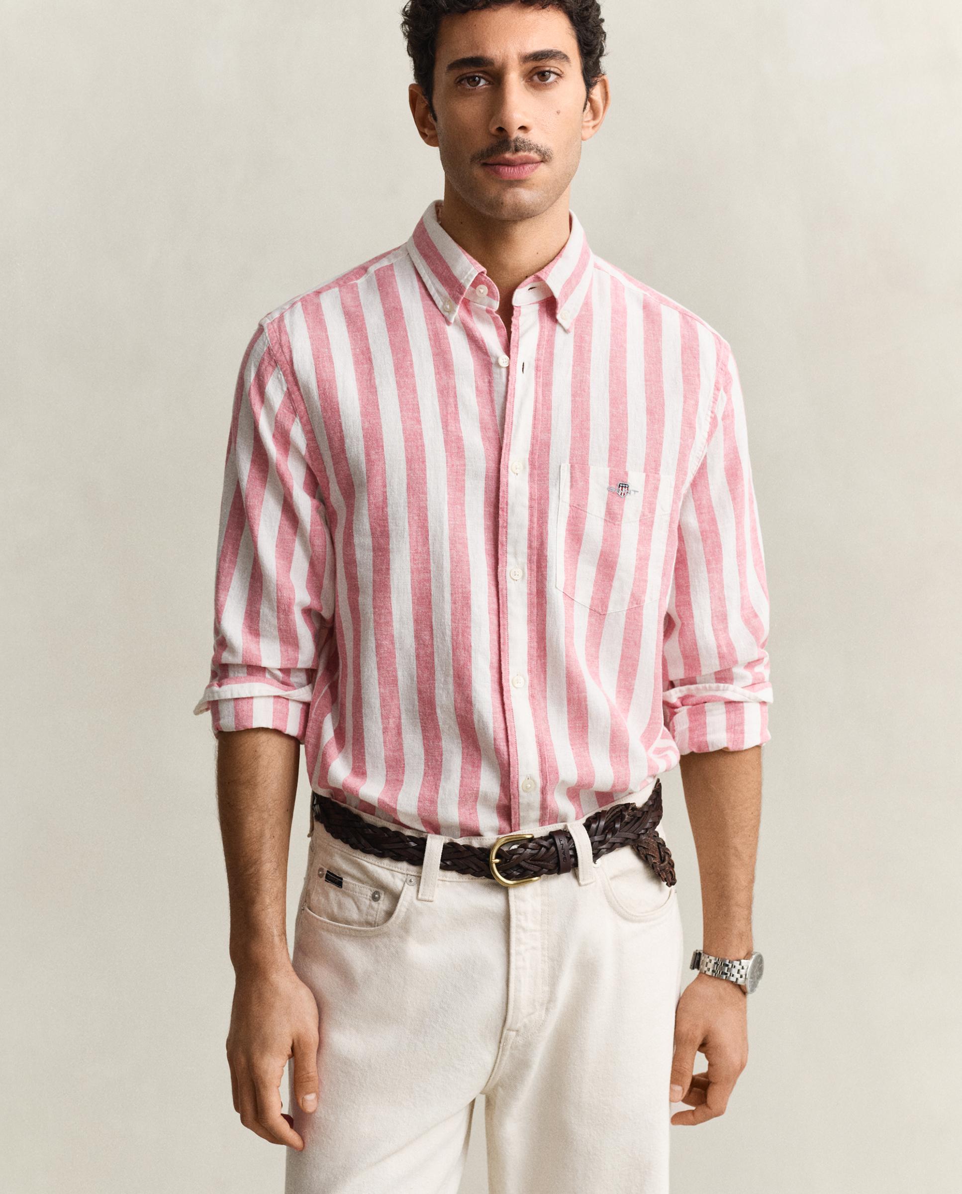 Imagem 0 de Camisa de Mistura de Linho Às Riscas