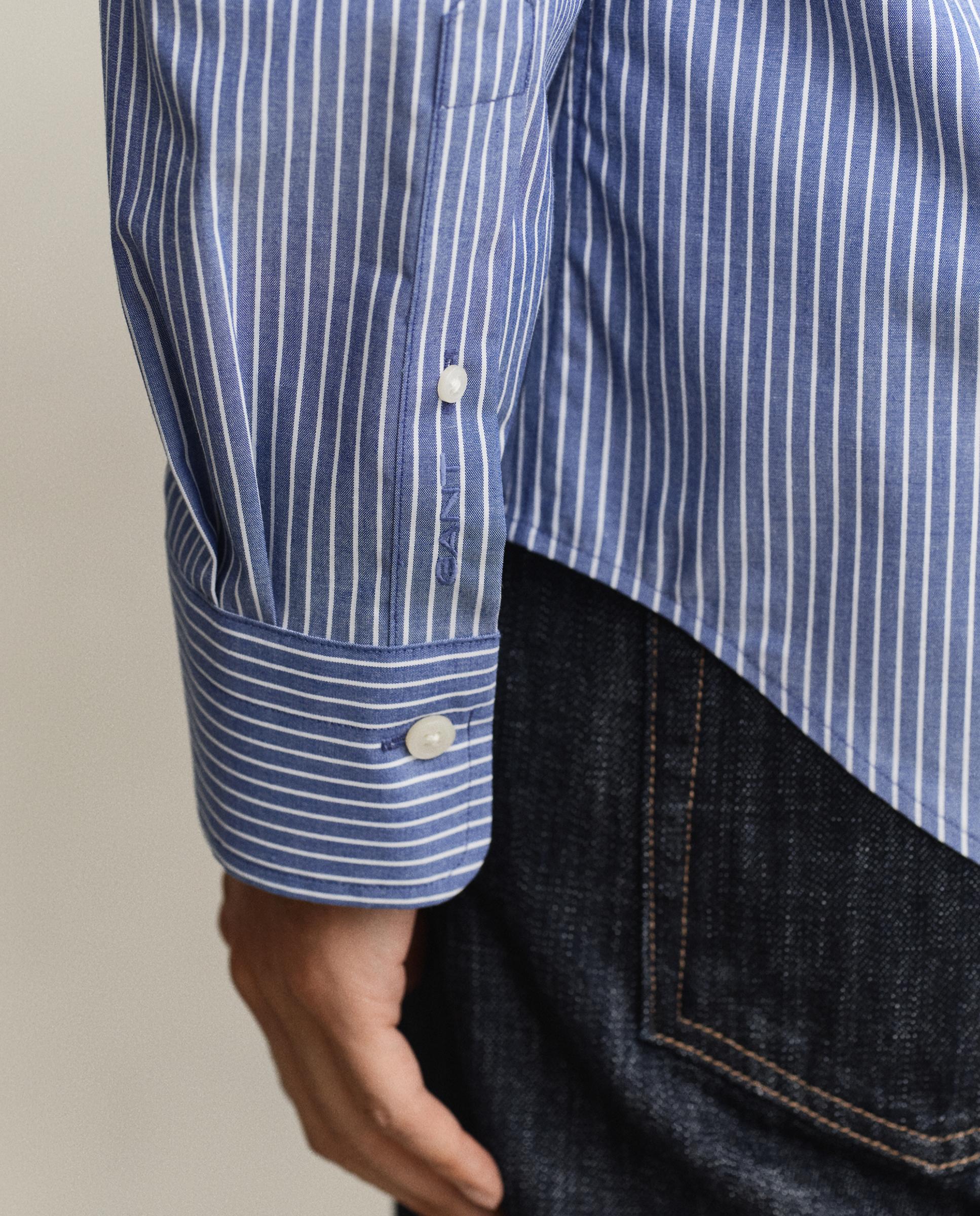 Camisa de Popelina Elástica Às Riscas Azul-3