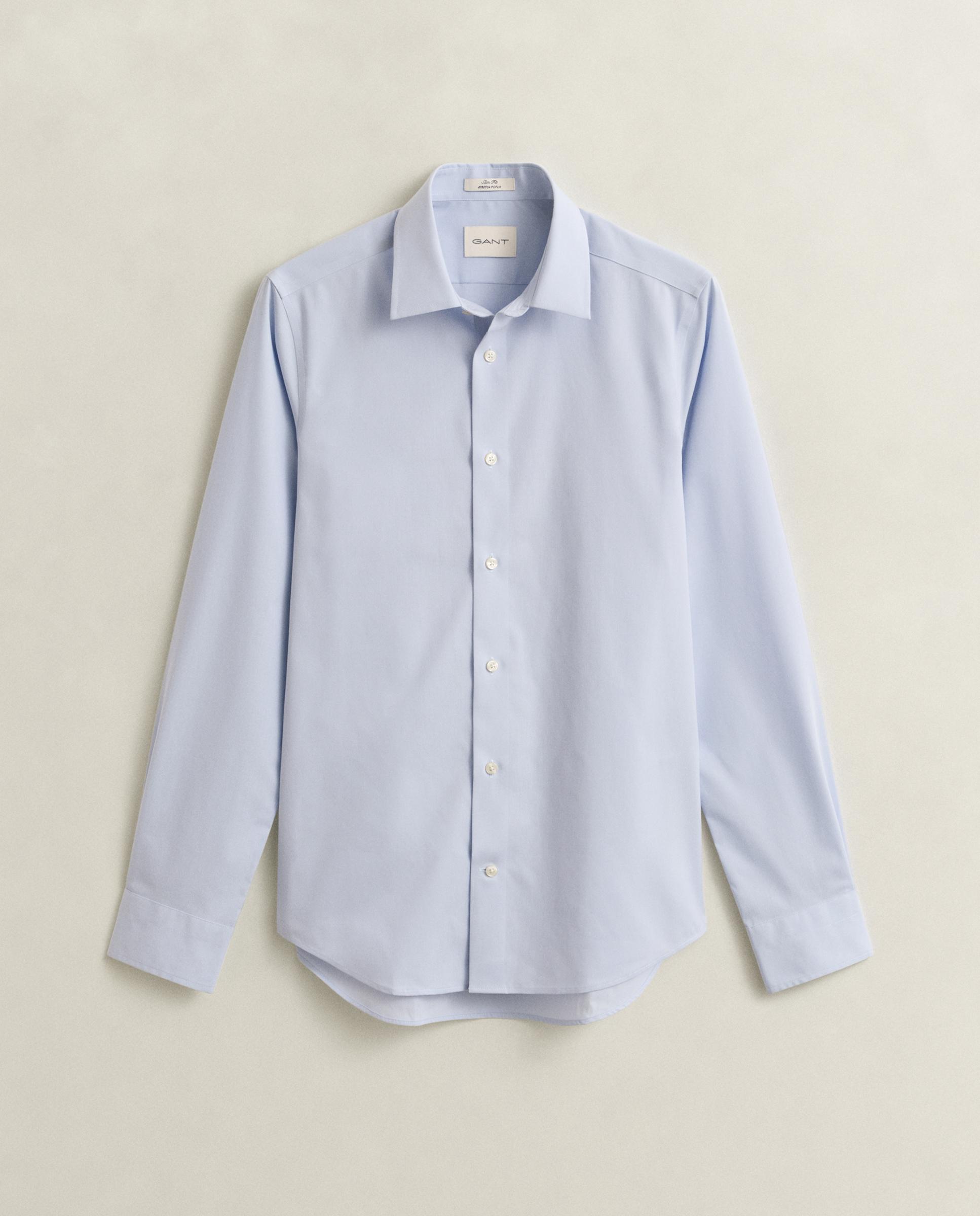 Camisa de Popelina Elástica Azul-claro-1