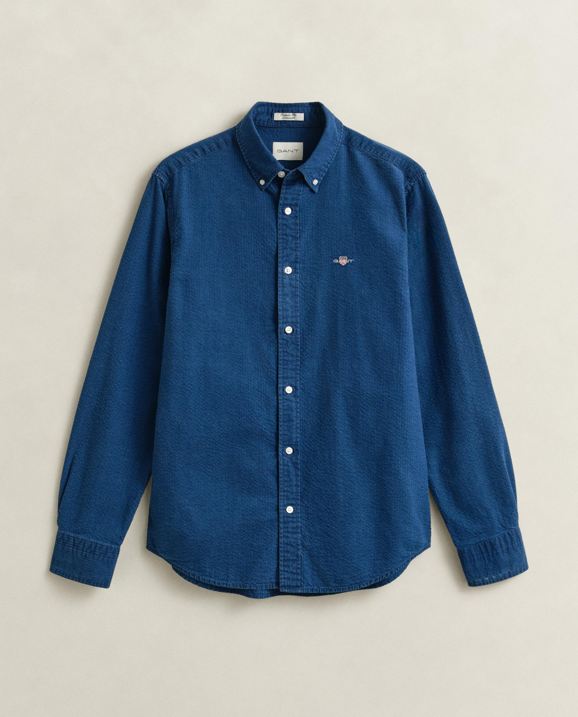 Camisa de Sirsaca em Azul Índigo Azul-4