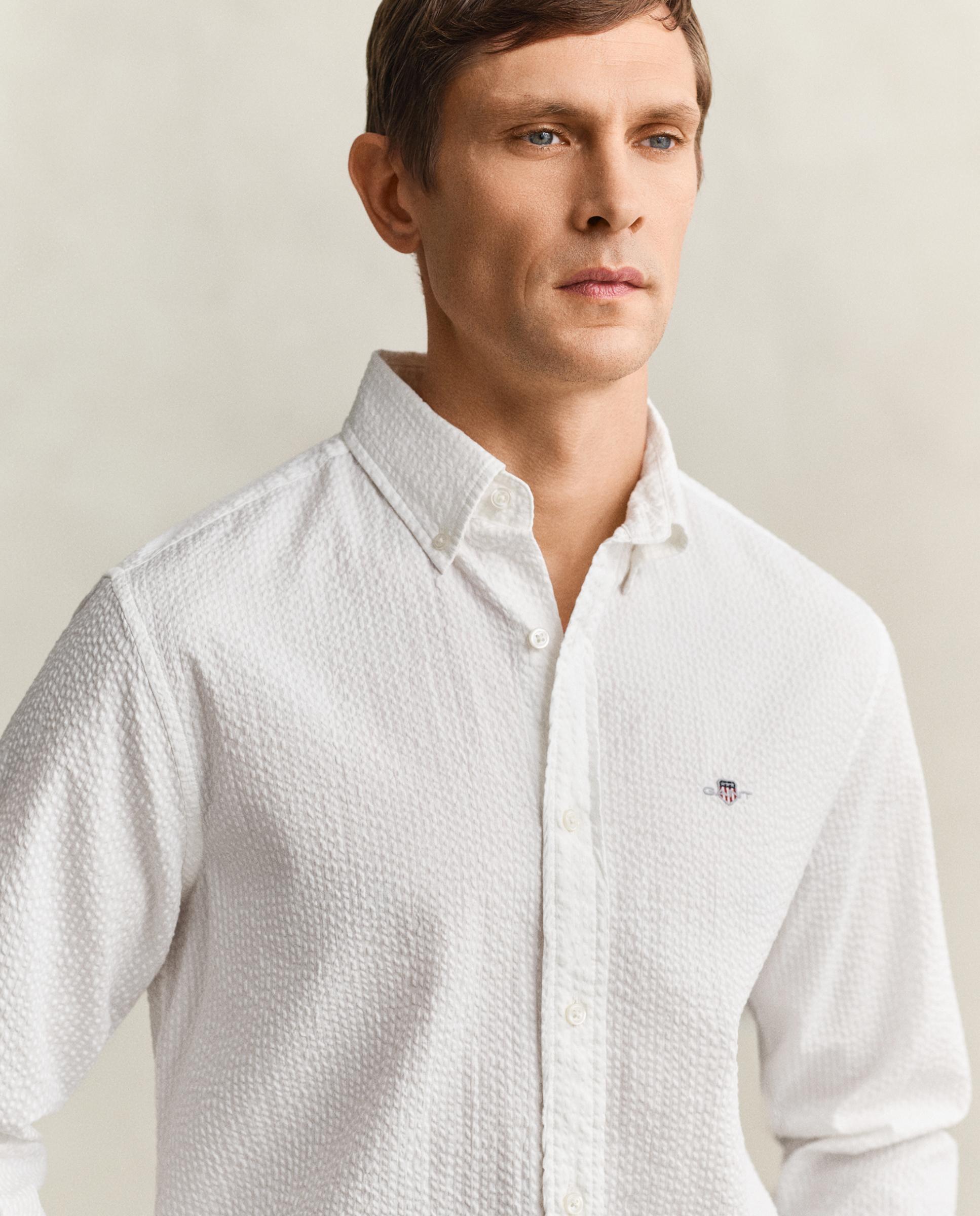 Camisa Regular Fit Seersucker Branco-3