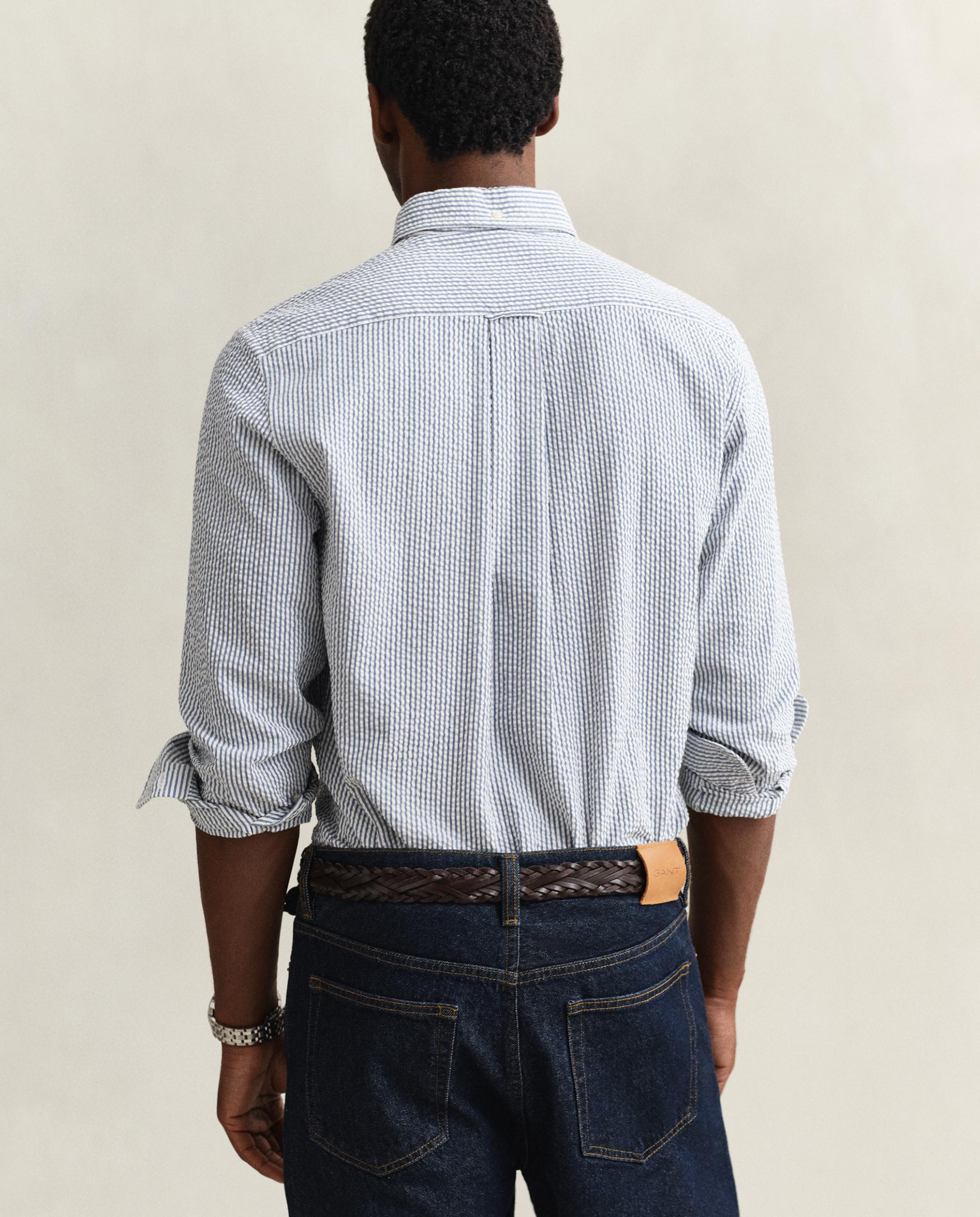 Camisa Regular Fit de Sirsaca Às Riscas Azul-celeste-2