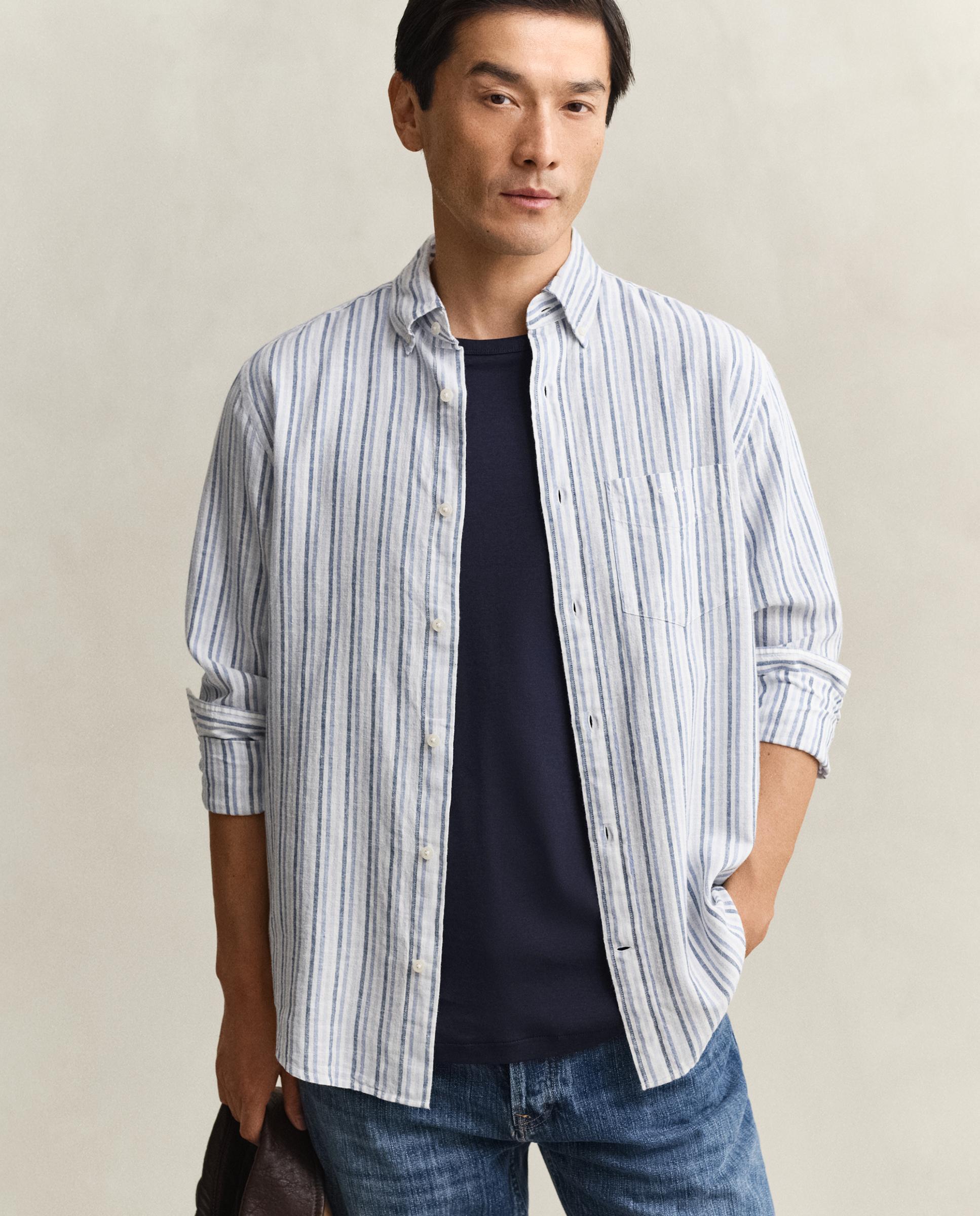 Imagem 0 de Camisa de Mistura de Linho Às Riscas