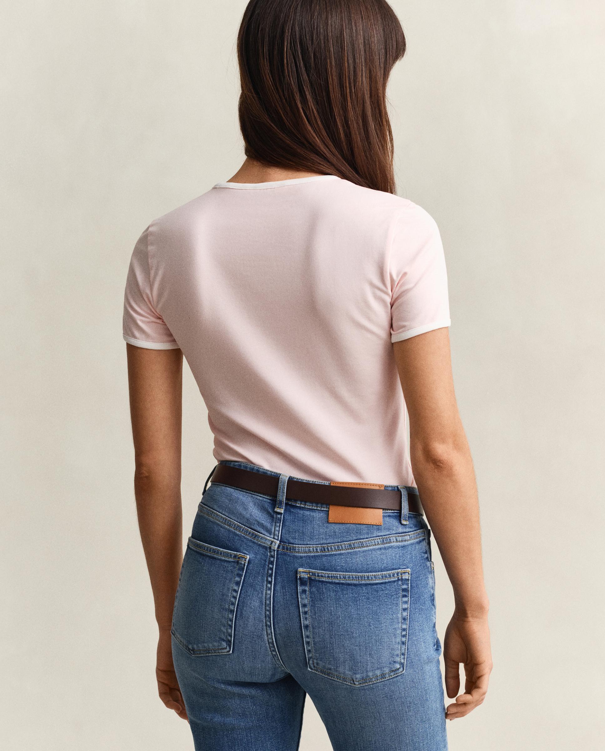 T-shirt Ringer de Manga Curta Rosa-2
