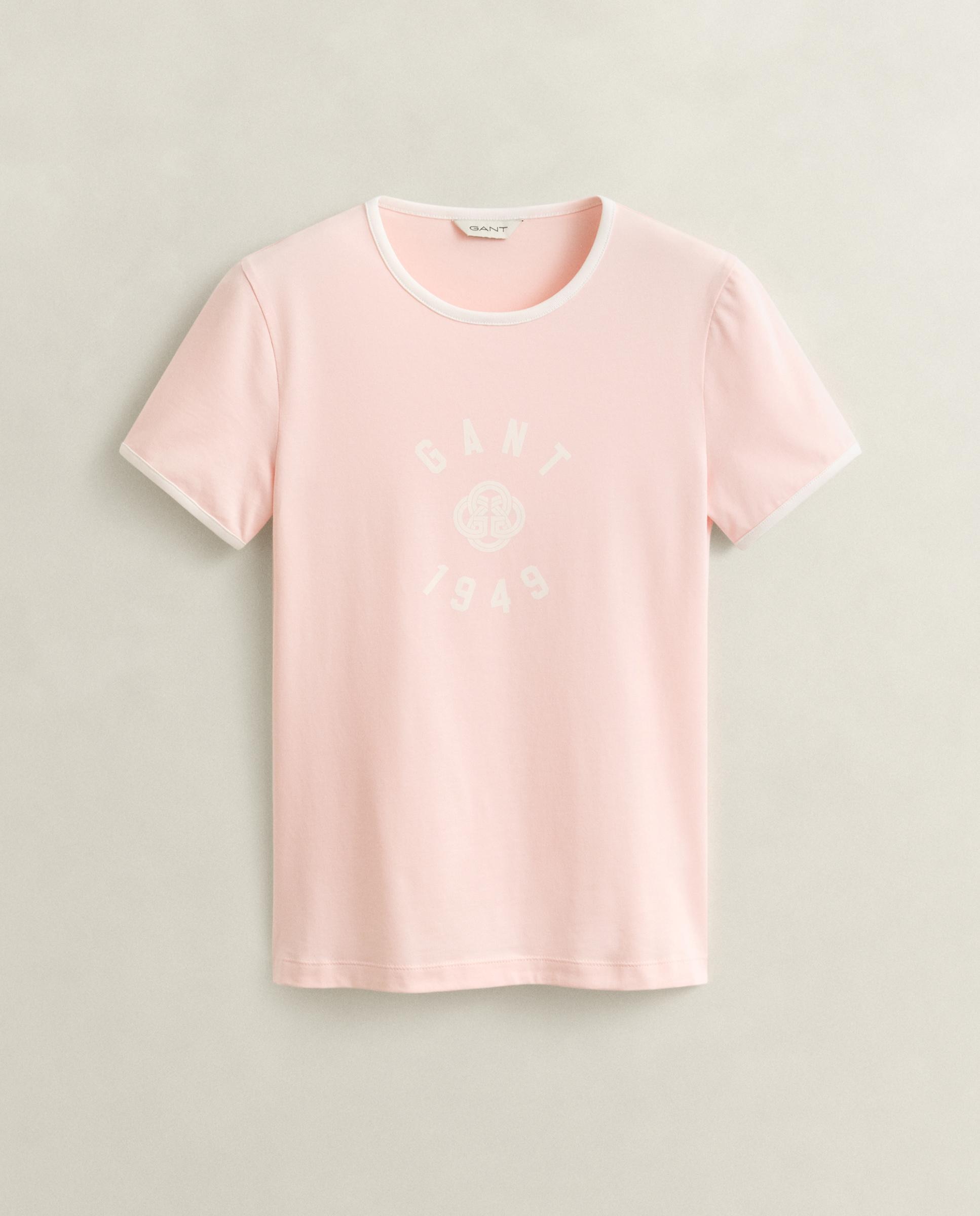 T-shirt Ringer de Manga Curta Rosa-5