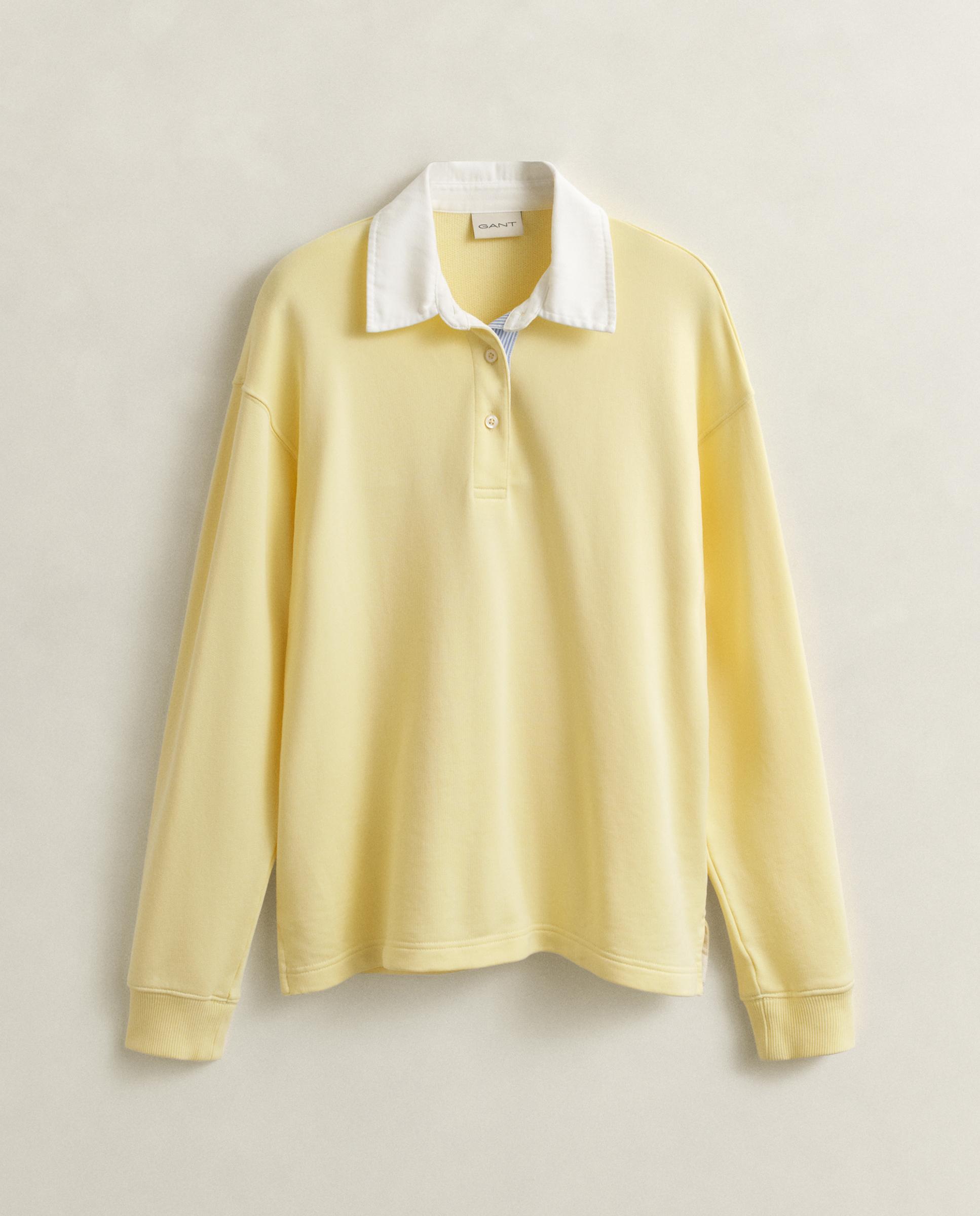 Sweat Rugger com Gola de Polo Amarelo-2
