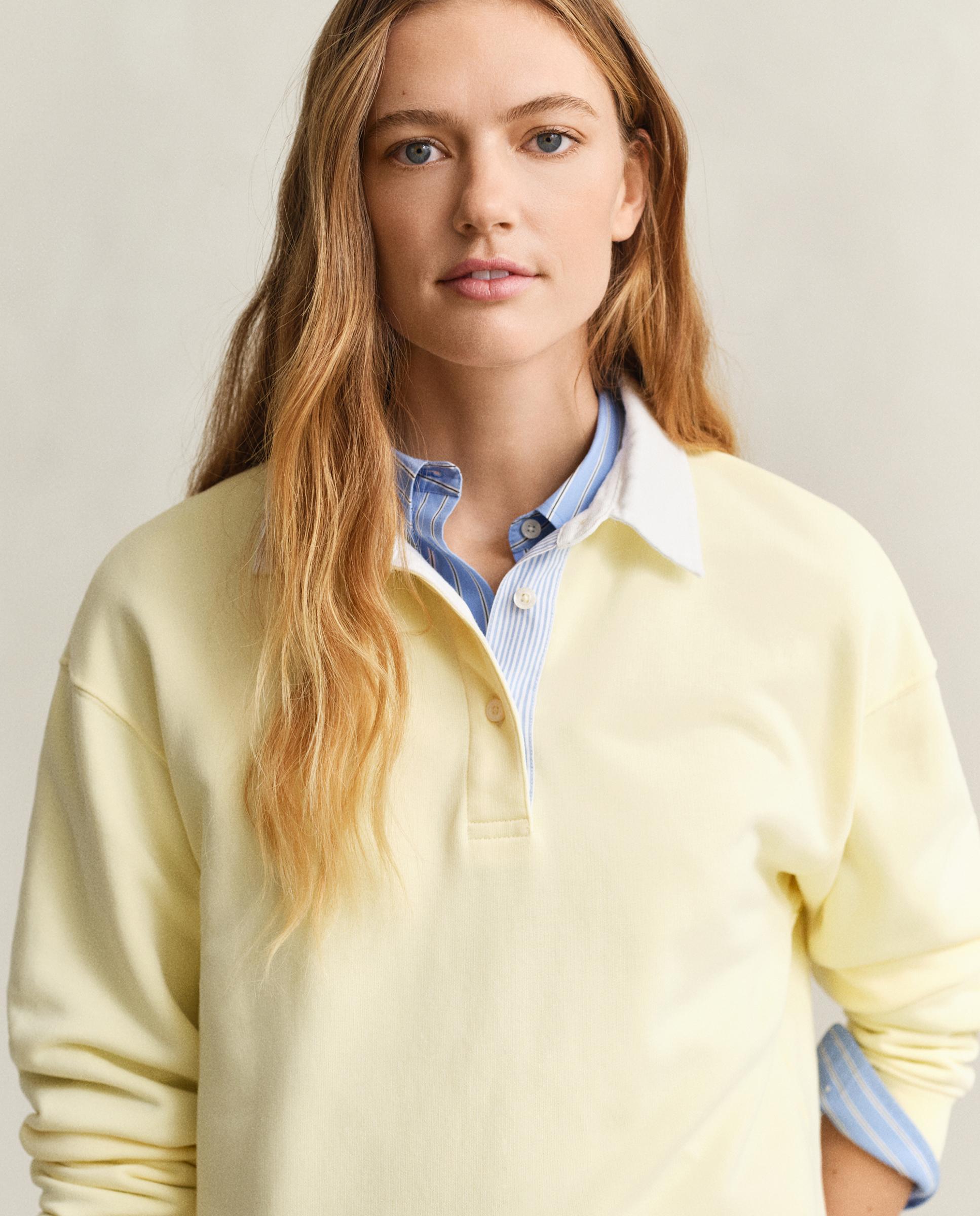 Sweat Rugger com Gola de Polo Amarelo-3