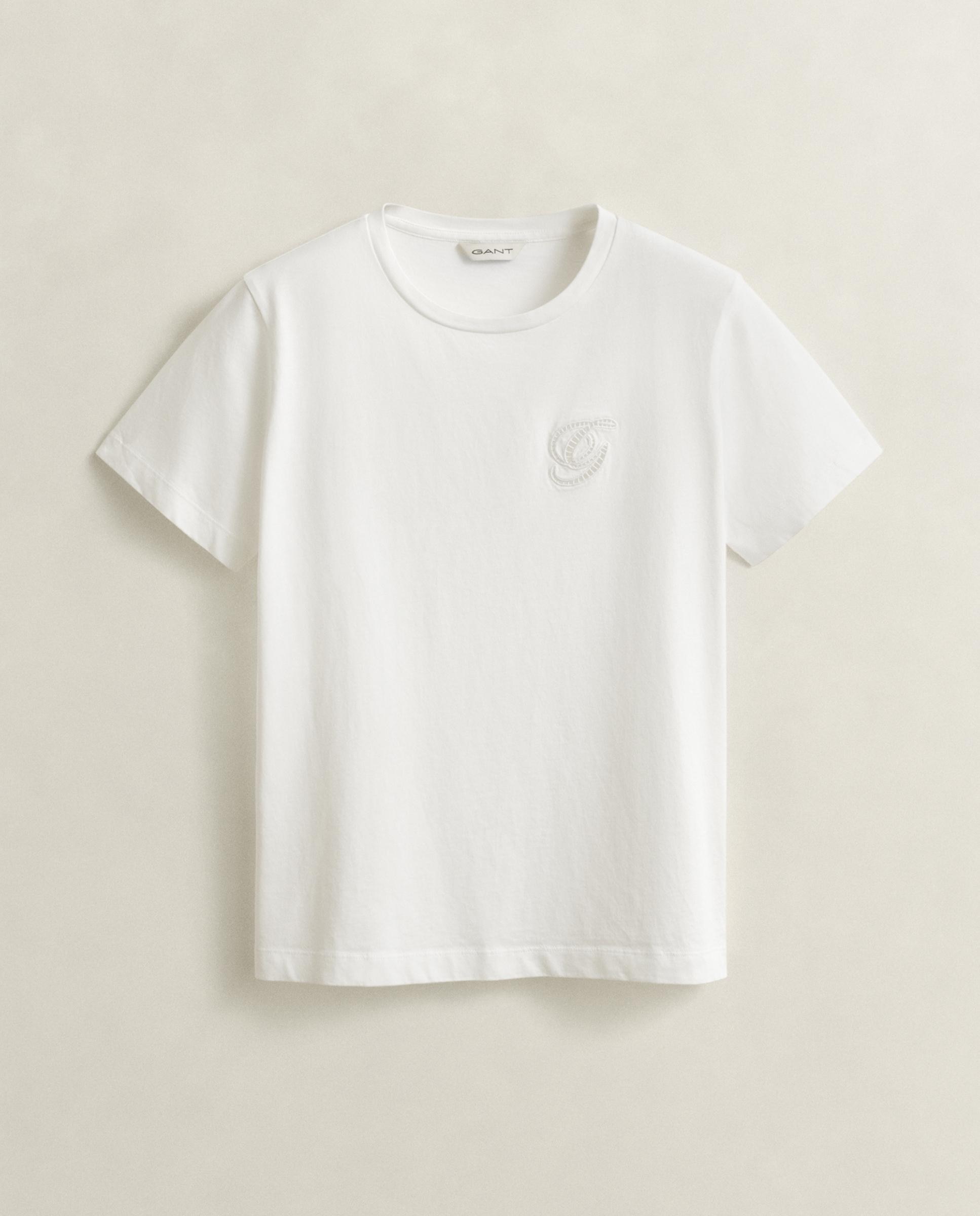 T-shirt de Manga Curta com Inscrição Branco-5