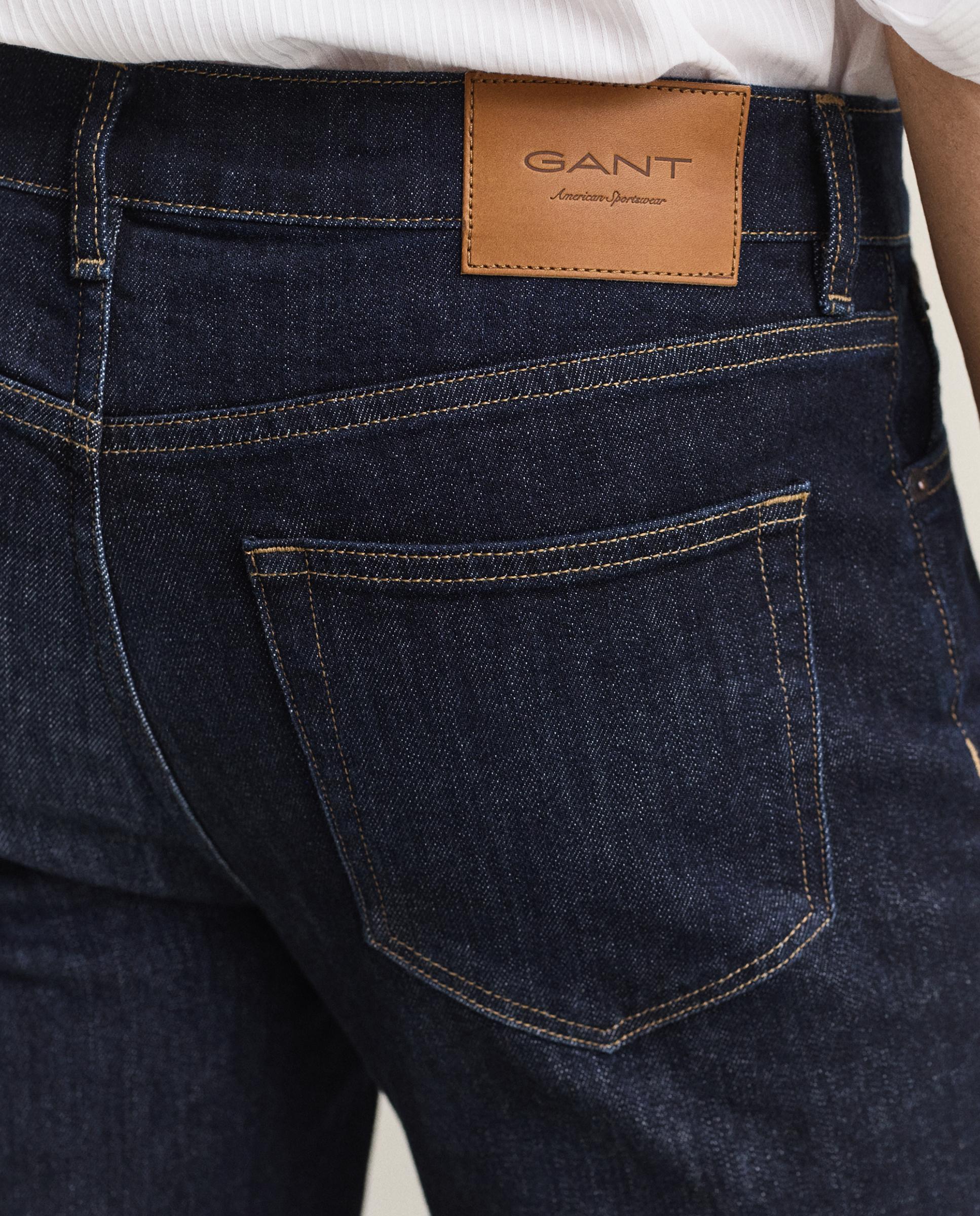 Jeans Slim Fit com Bolsos Azul-escuro-2