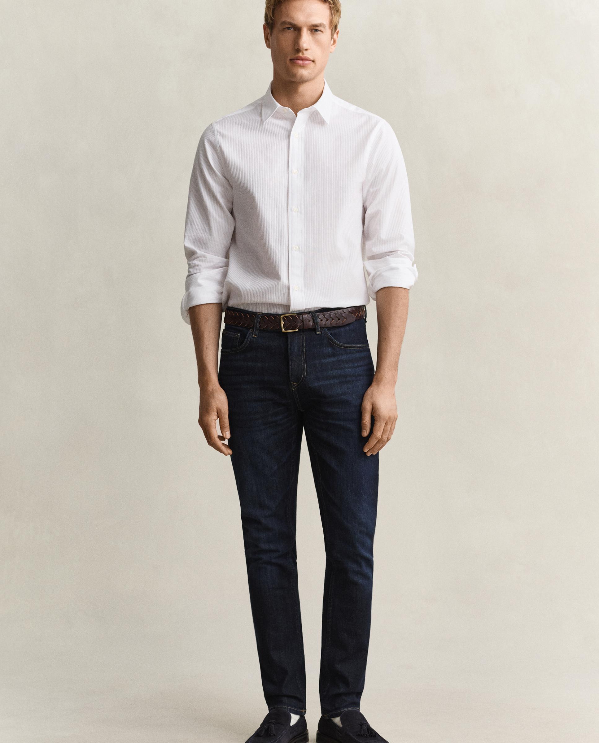 Jeans Slim Fit com Bolsos Azul-escuro-5