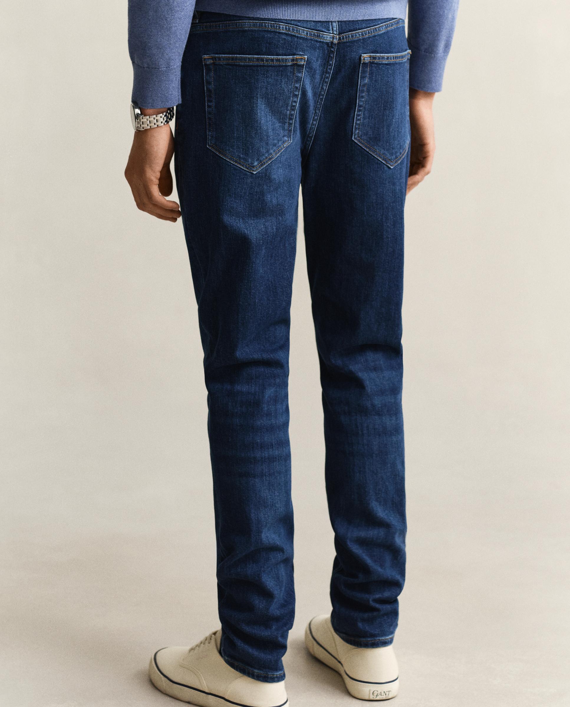 Jeans Slim Fit com Bolsos Azul-2