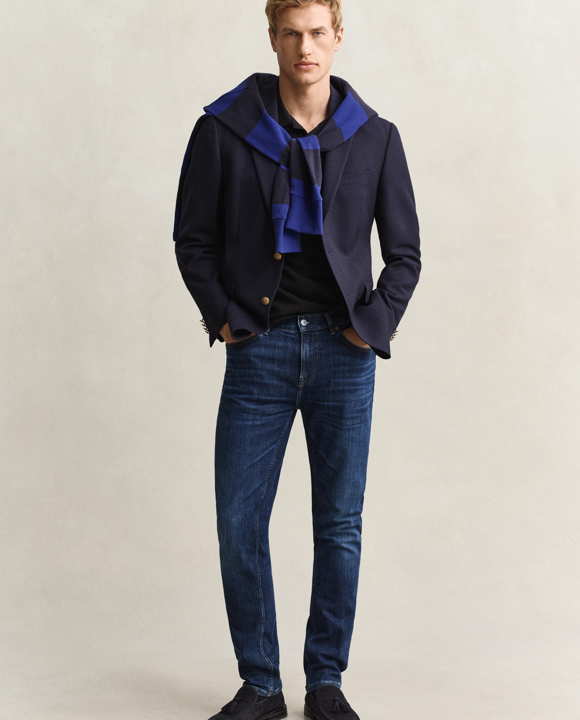 Imagem 0 de Jeans Slim de Cintura Média com 5 Bolsos