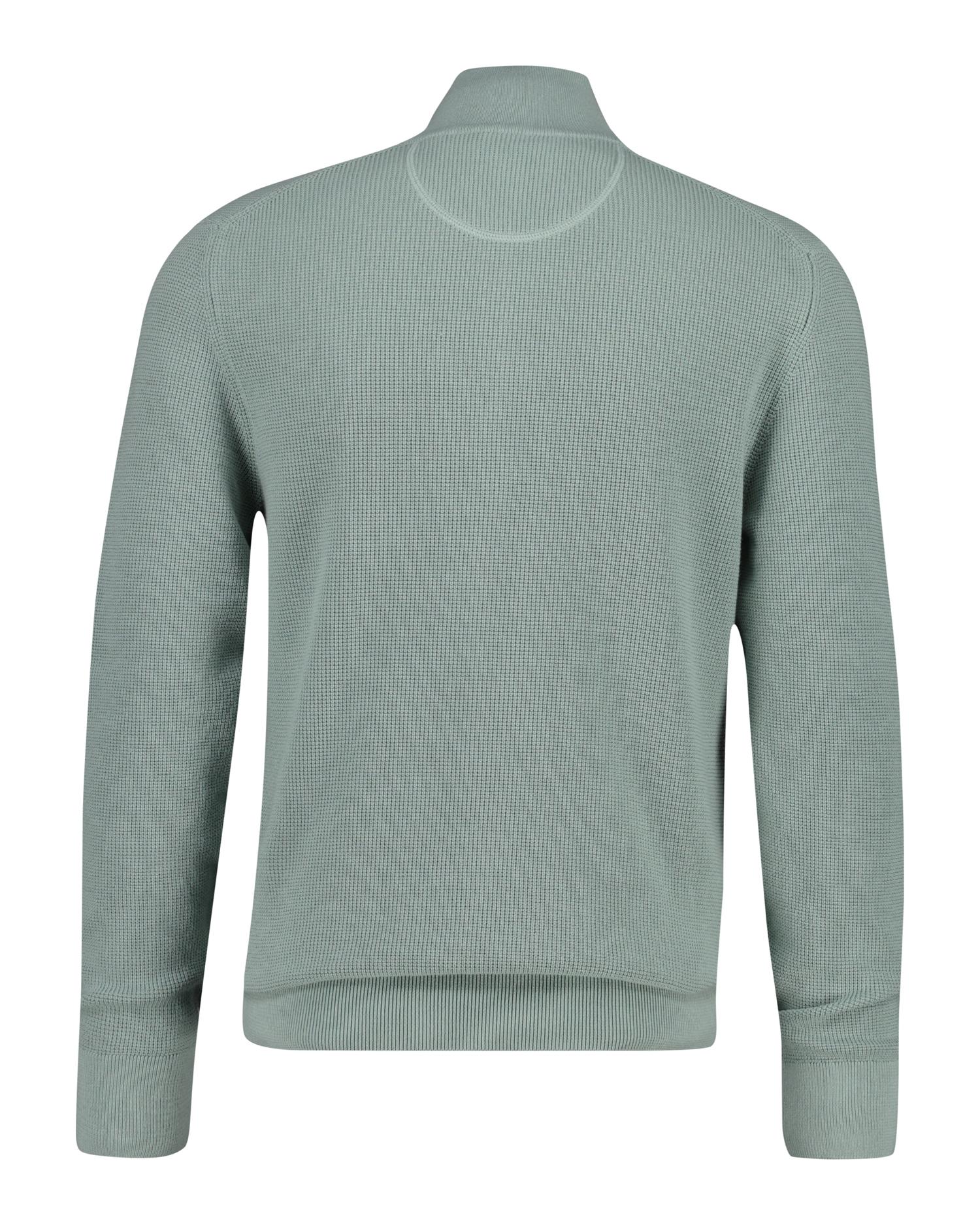 Camisola de Algodão com Meia Fecho Zip e Textura Cinzento esverdeado-2