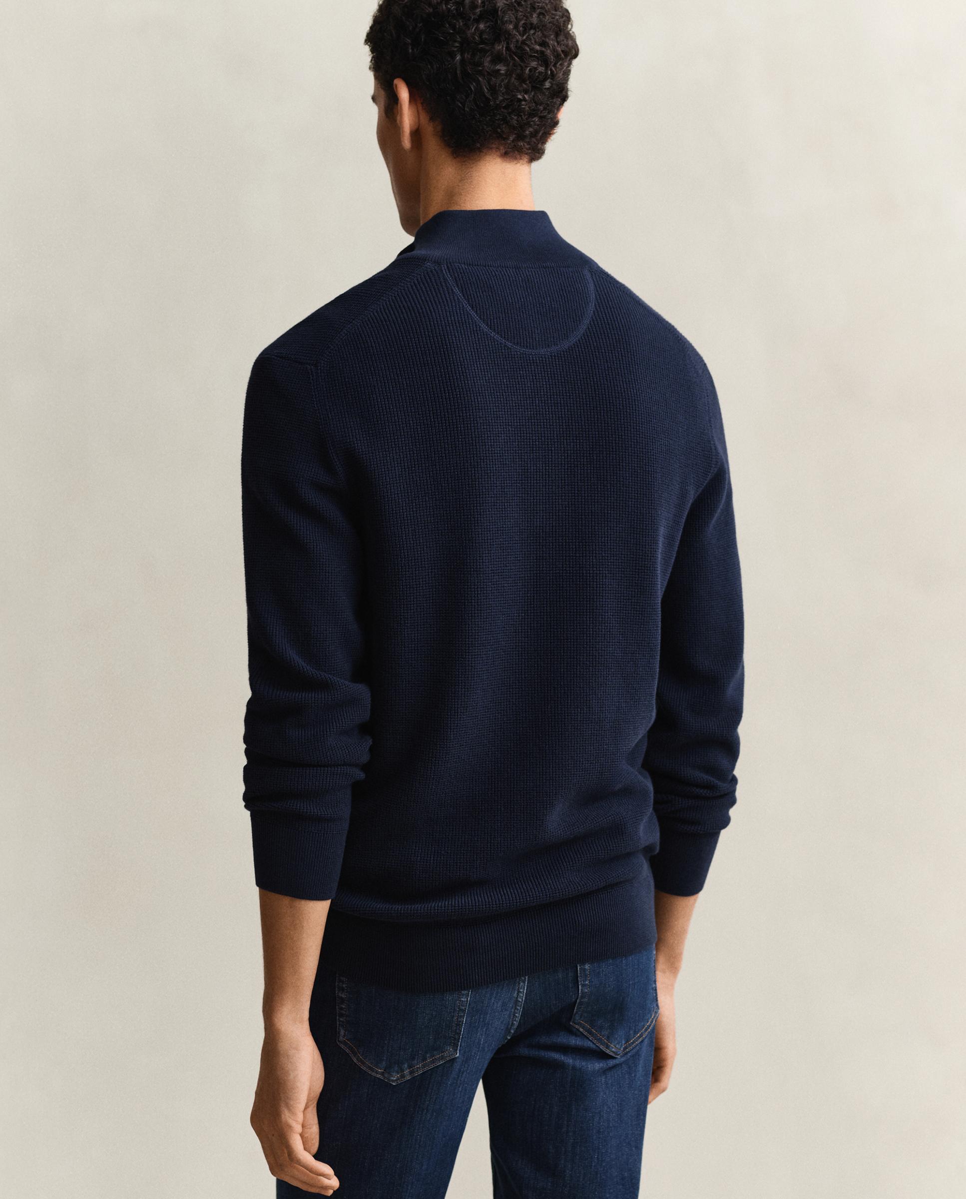 Camisola de Algodão com Meia Fecho Zip Azul-2