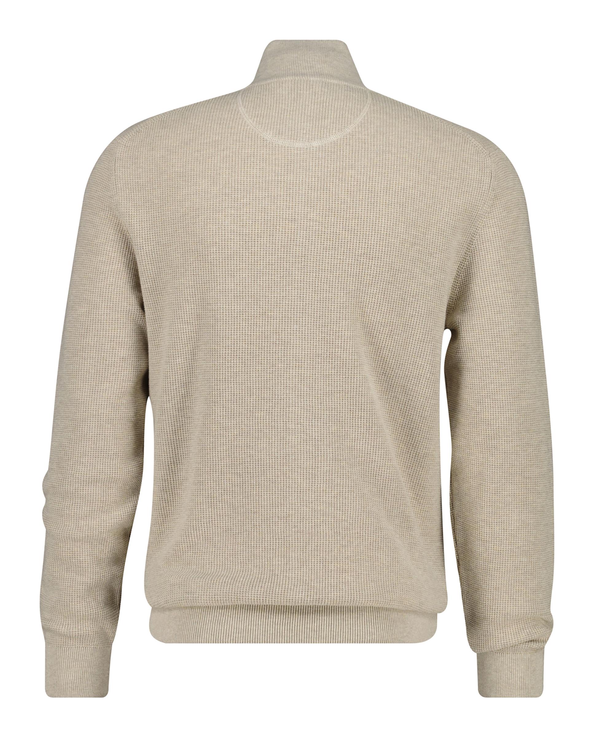 Cárdigan de Algodão com Fecho Zip e Textura Bege-2