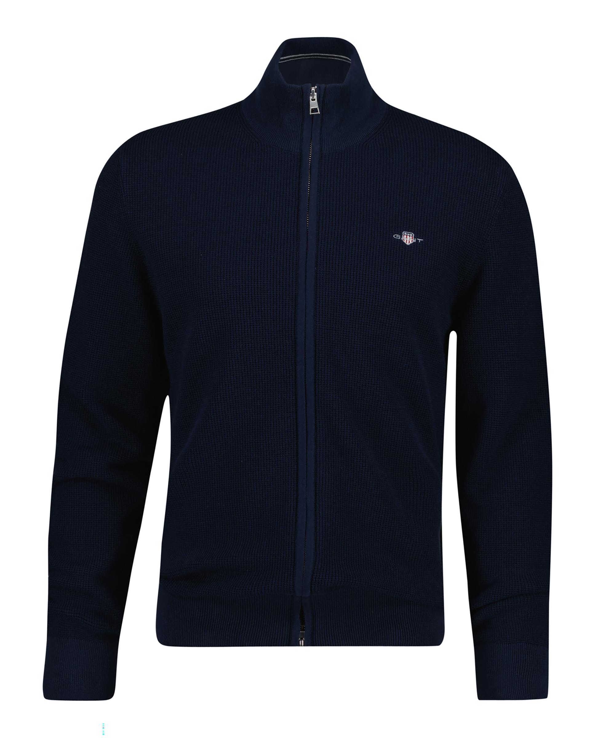 Cárdigan de Algodão com Fecho Zip e Textura Azul-marinho-4