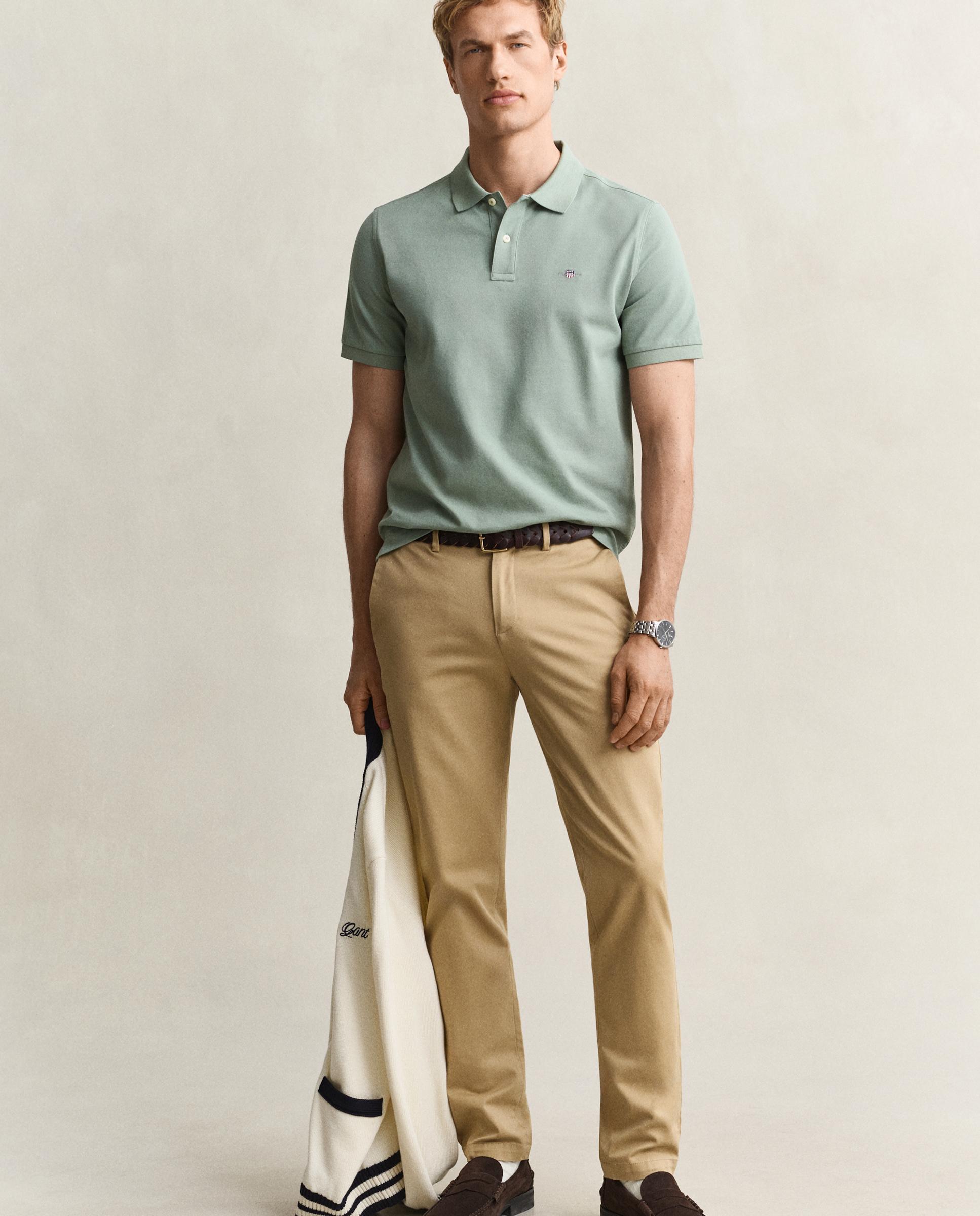 Imagem 0 de Calças Chino Slim com Detalhes Oxford
