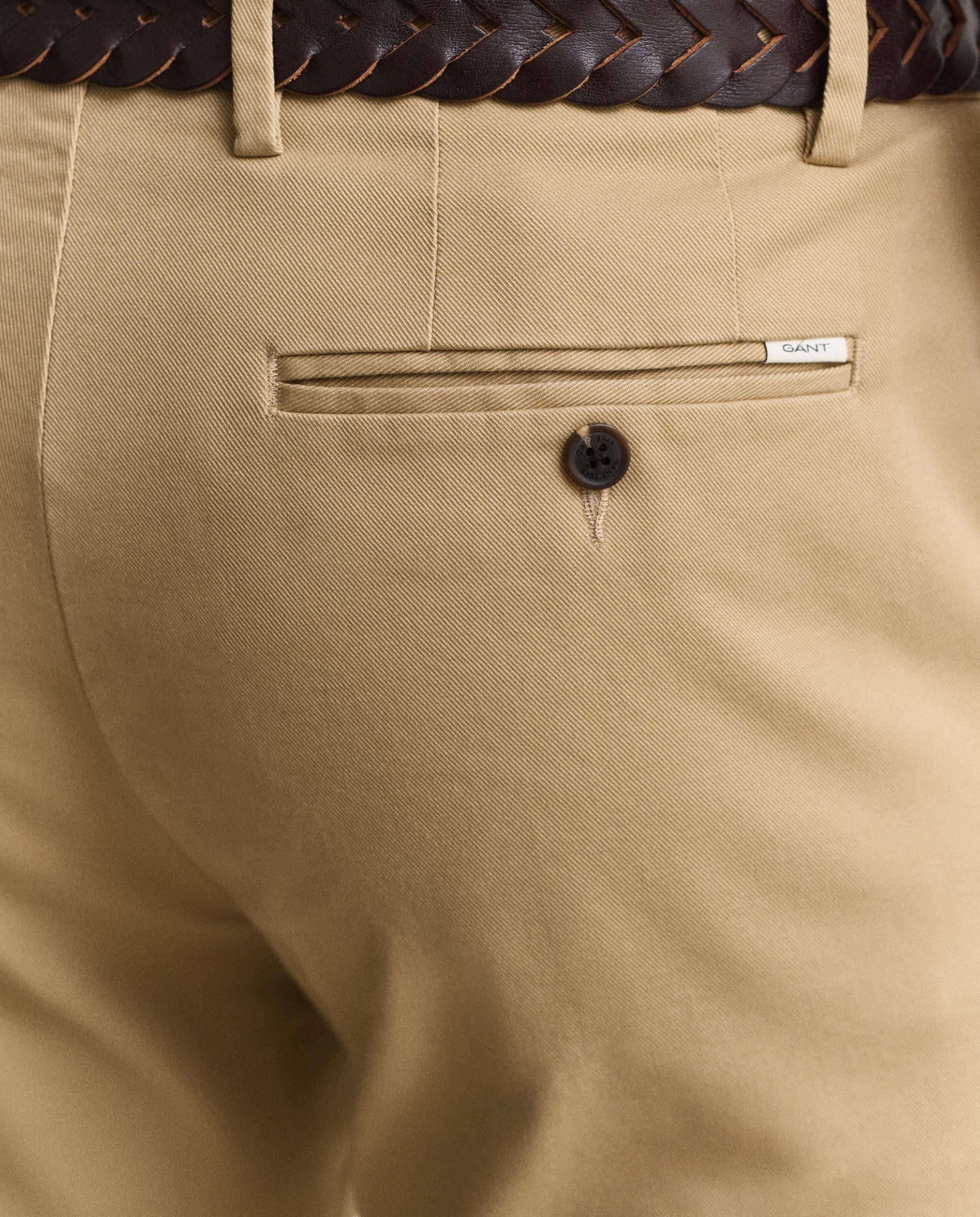 Calças Chino Slim com Detalhes Oxford Castanho-4