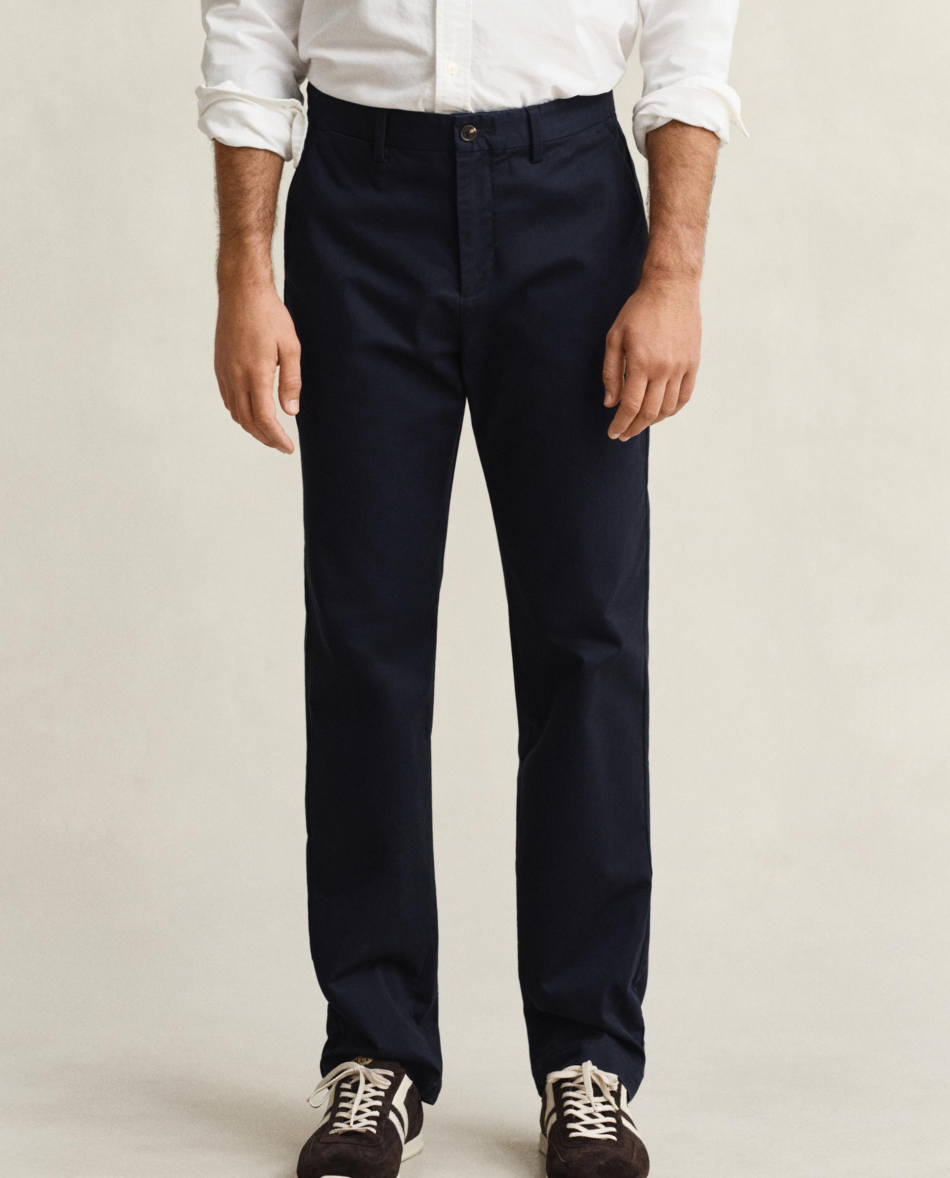 Calças Chino Regular Fit Smart Clássicas Azul-marinho-3