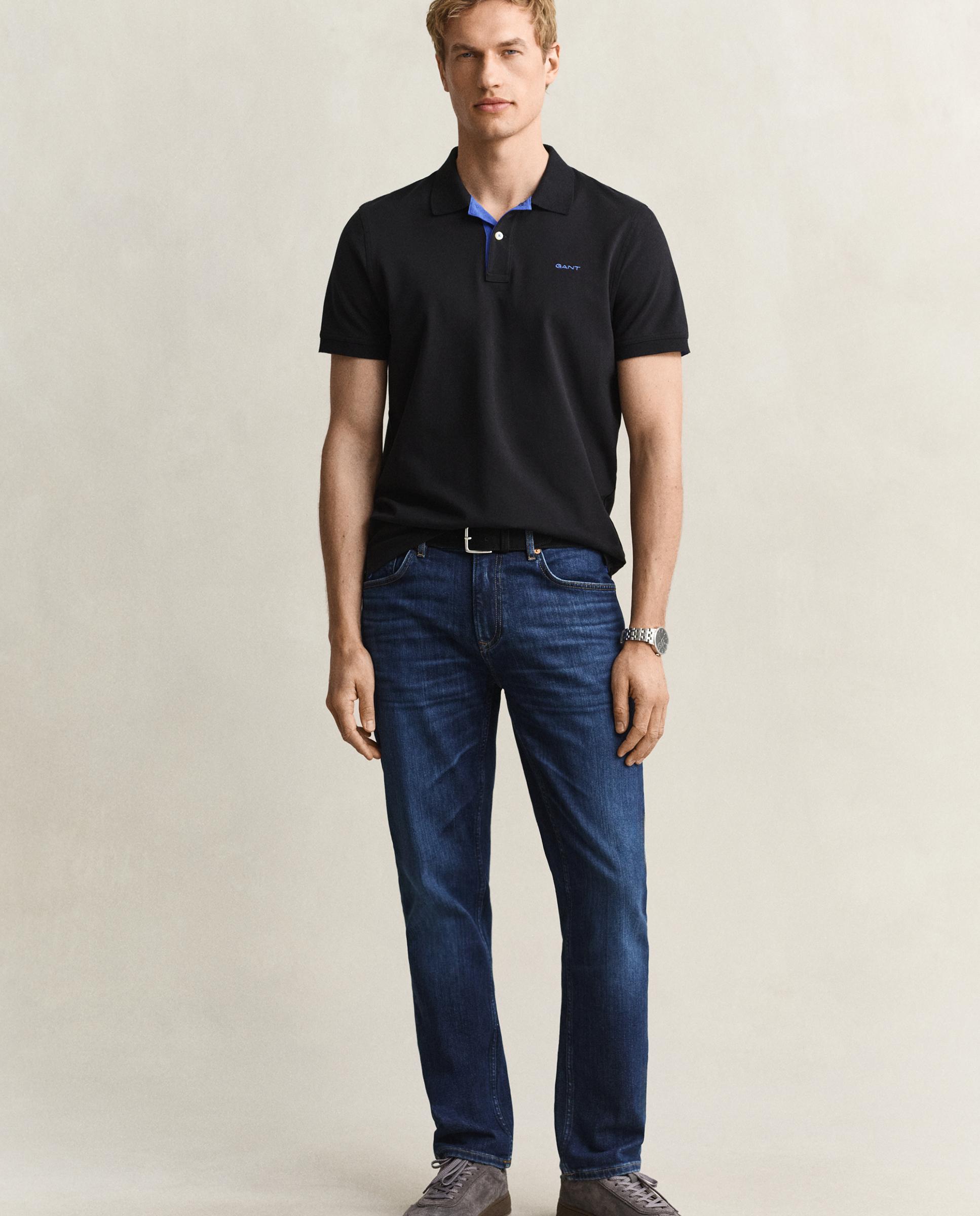 Imagem 0 de Jeans Regular com Detalhe Médio e Fecho Zip e Botão