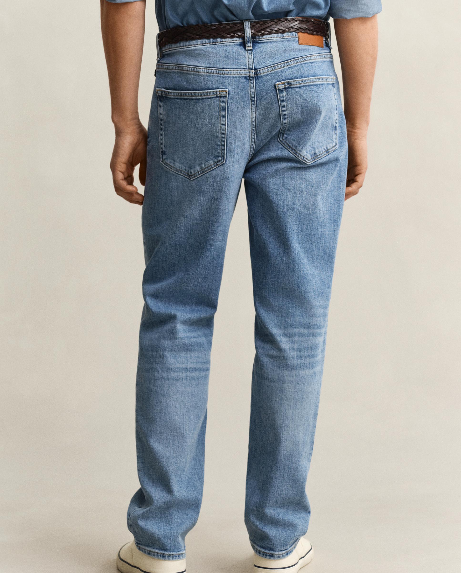 Jeans Regular Fit com Bolsos Azul-2